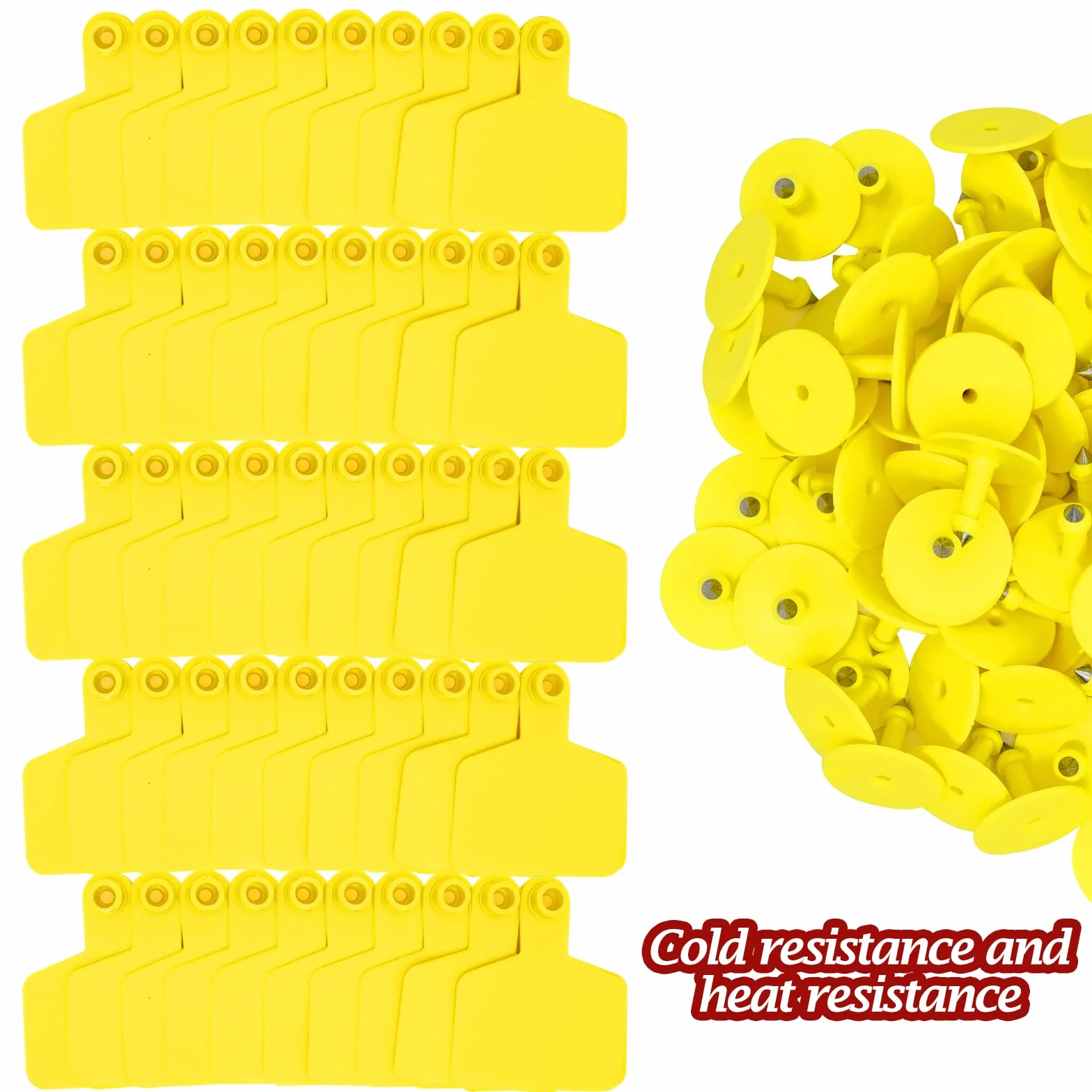 100 targhette auricolari vuote per bovini, 7,9 cm di lunghezza x 5,6 cm di larghezza, etichette auricolari gialle per identificazione di animali in TPU etichette per bestiame strumenti