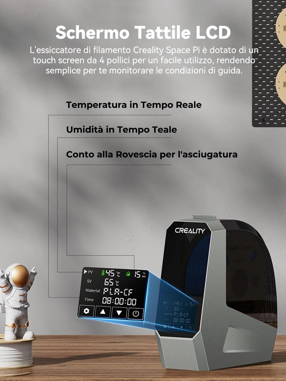 Creality Space Pi Essiccatore per Filamento, Doppio Riscaldamento a 360° Schermo Tattile, per PLA PETG ABS TPU Nylon 1,75/2,85/3 mm