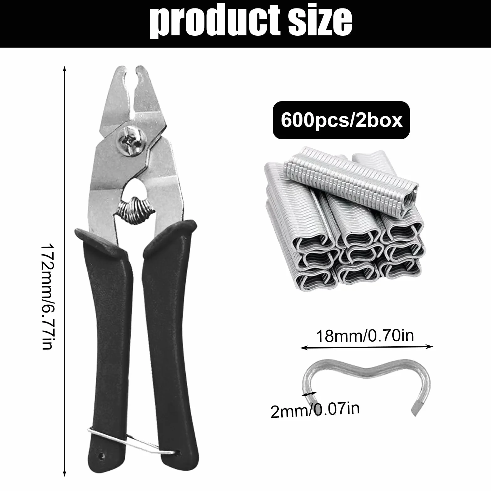 Pinza a clip per salsicce, con 1200 clip, pinza per il fissaggio del filo con 1200 clip per materassi auto, cuscini, divani, recinzioni, gabbie per animali domestici