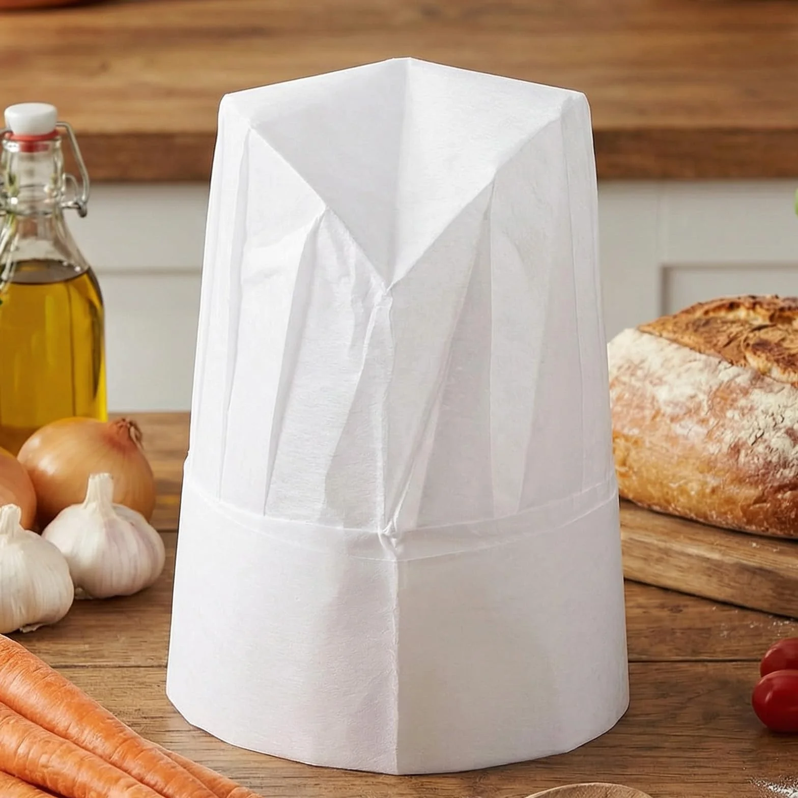 Cappelli da cuoco monouso per bambini 25×18,2 cm tessuto non tessuto bianco
