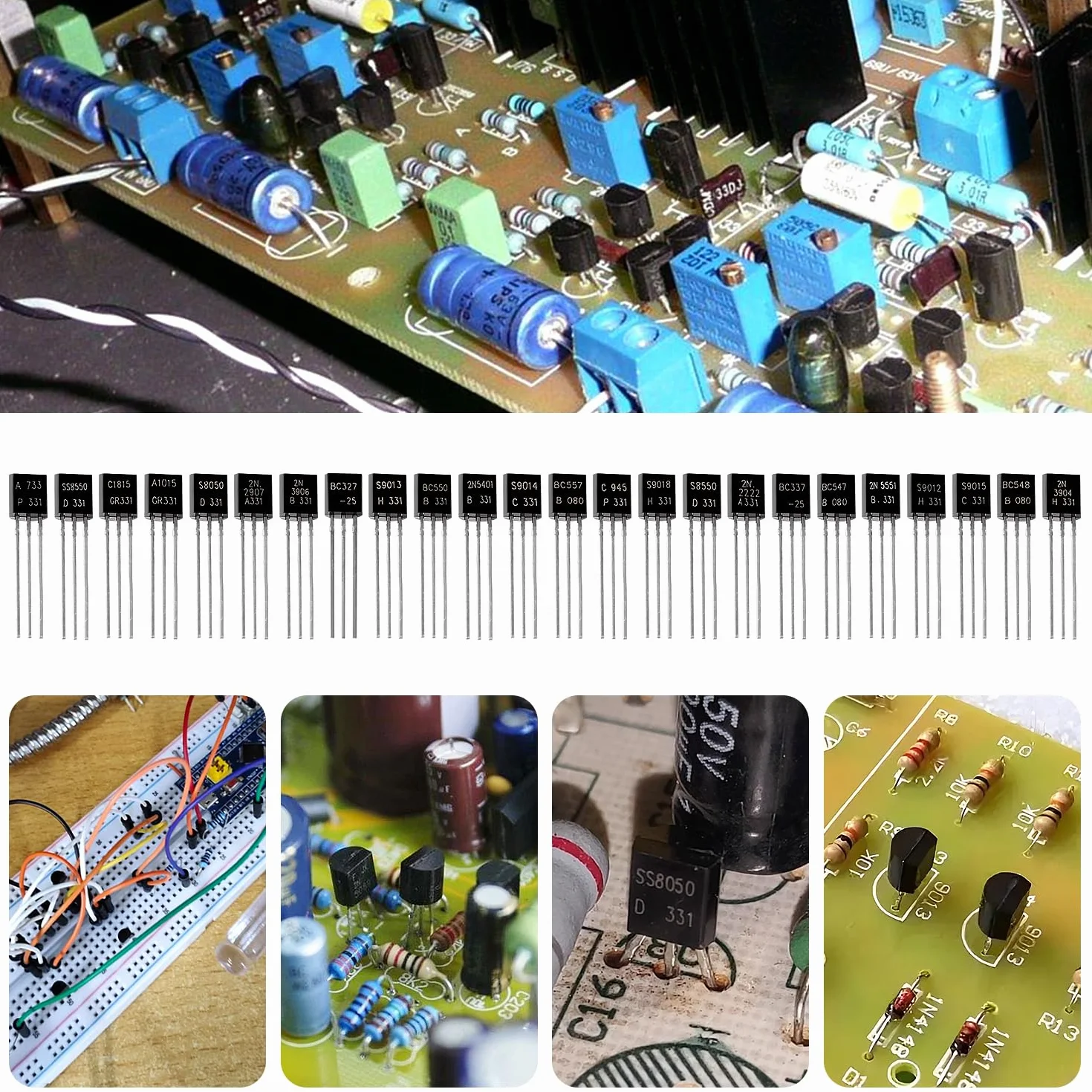 YIXISI 480 Pezzi Transistor Kit NPN PNP A1015 2N2222 2N2907 SS8550