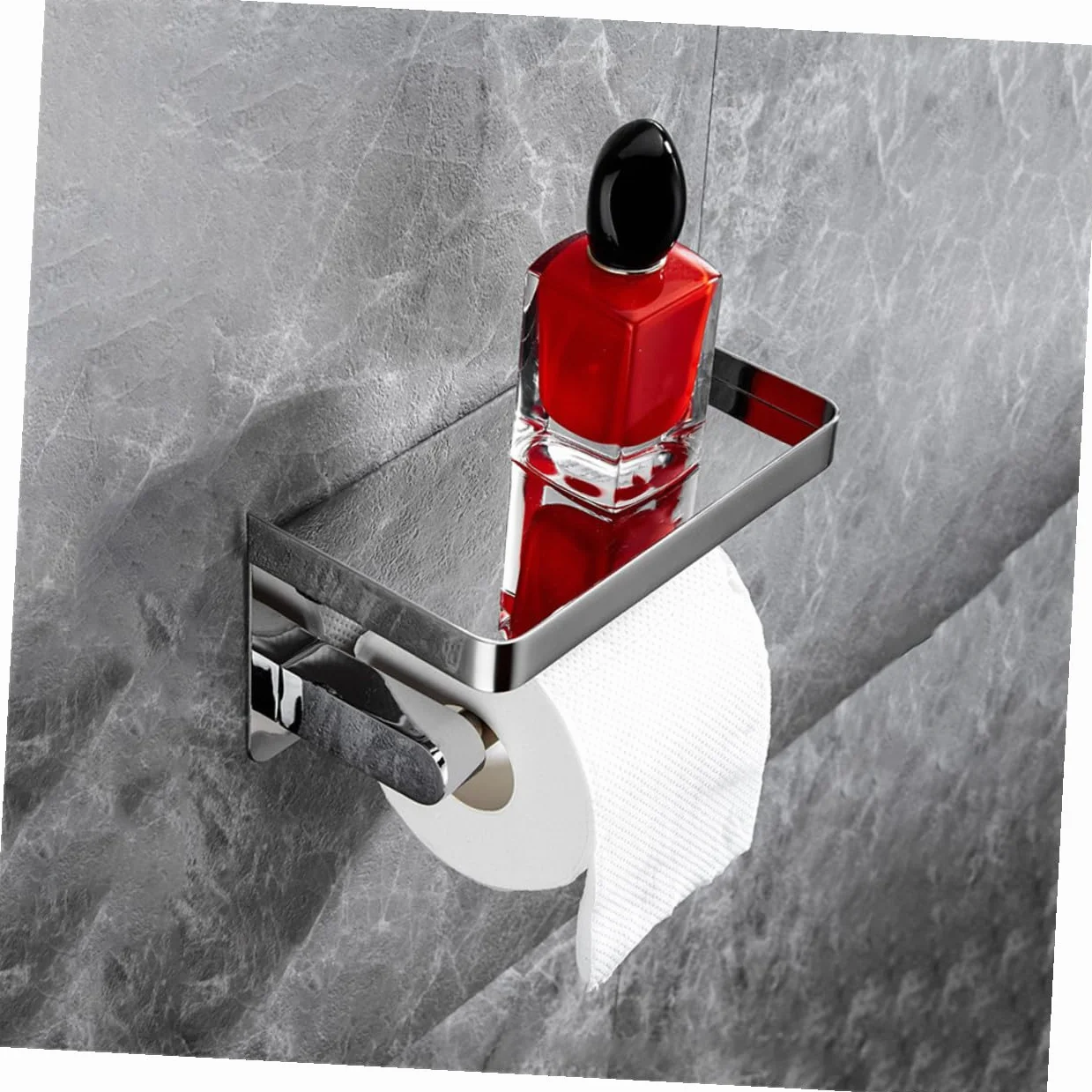 NUOBESTY Portarotolo Carta Igienica con Ripiano per Smartphone Supporto da Muro in Acciaio Inossidabile Antiruggine Bagno e Toilet