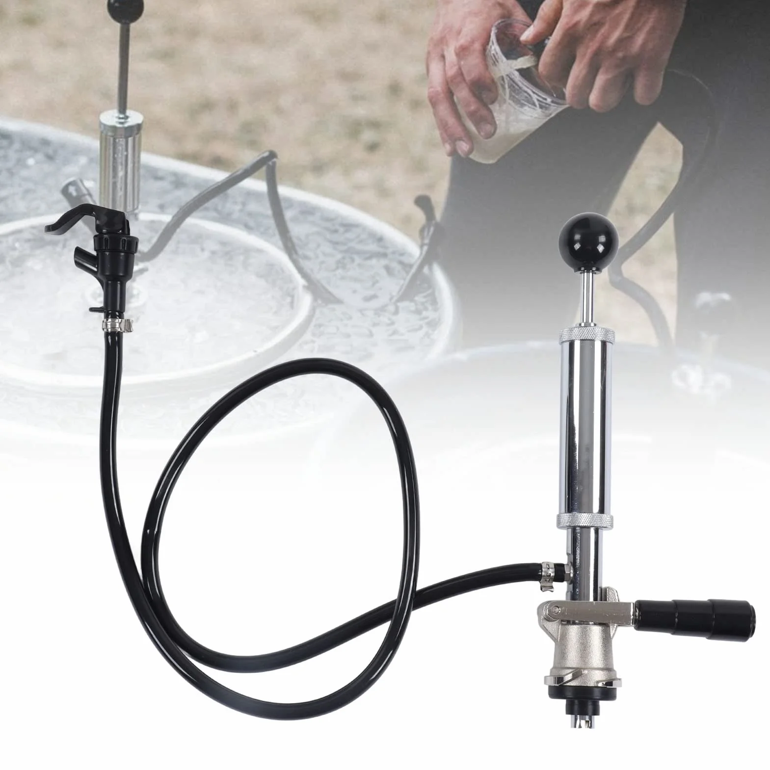 FLEXMAN Pompa per Fusti di Birra, Rubinetto Completo per Impieghi Gravosi, Accoppiatore per Sonda in Acciaio Inossidabile