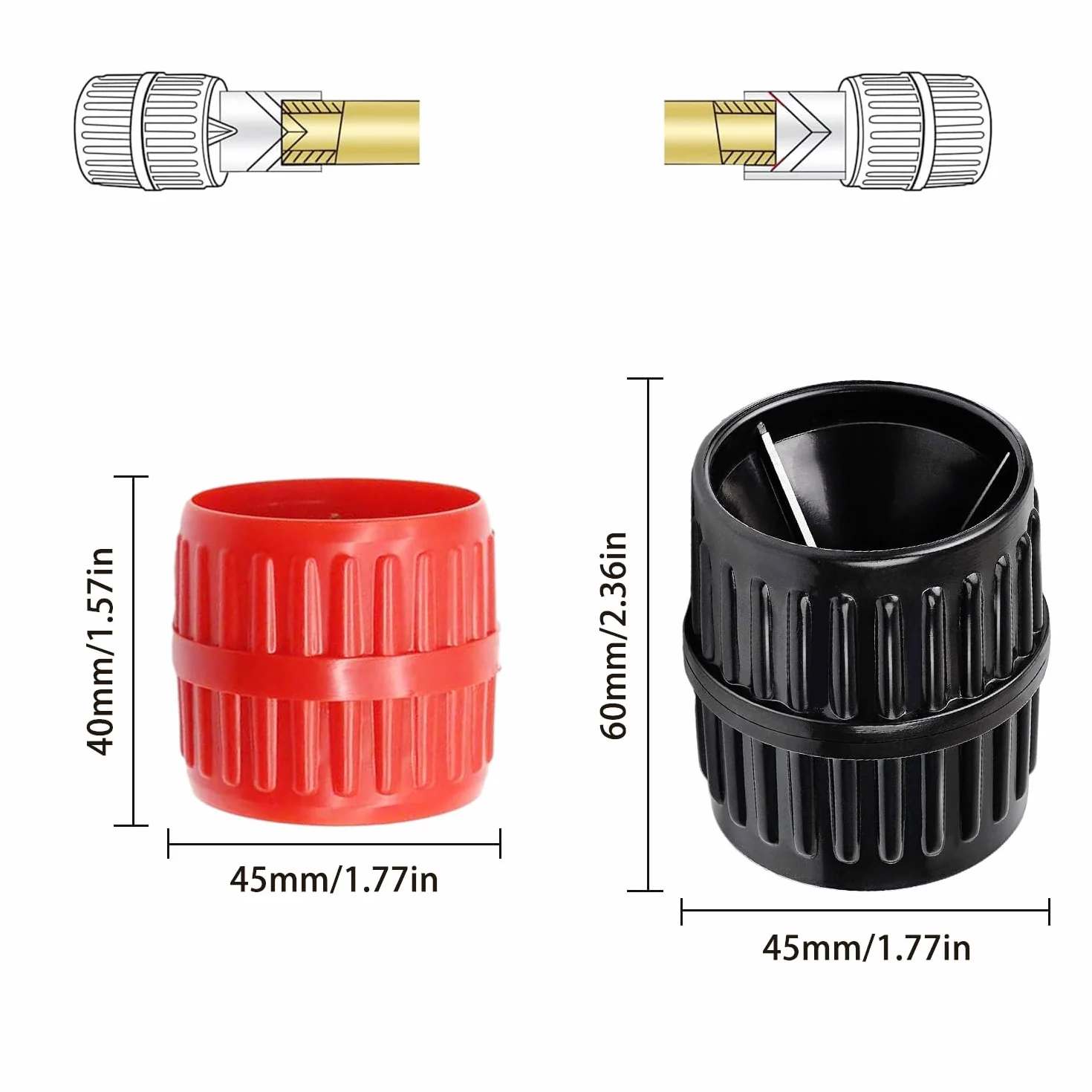 Sbavatrice per Tubi 5-38MM 2 Pezzi Nero Rosso Rame PVC Multistrato