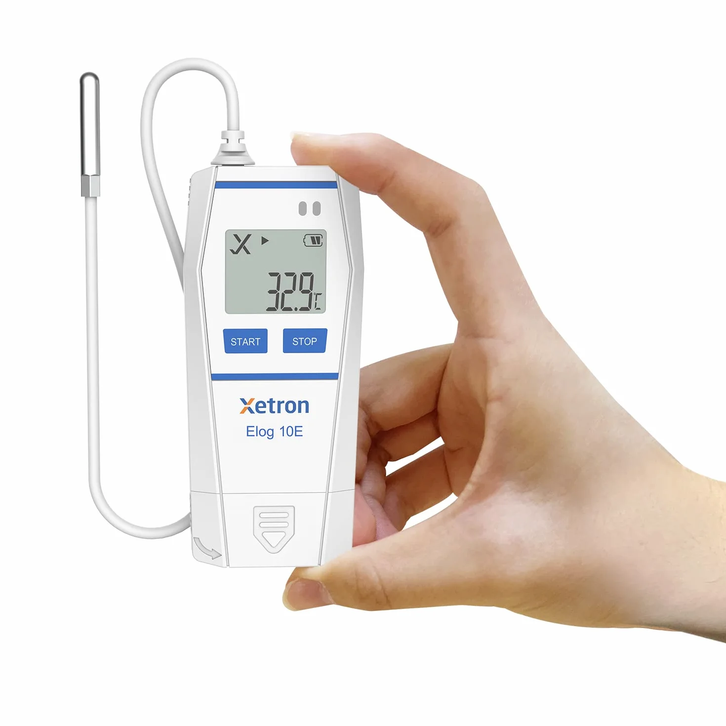 Data Logger Temperatura USB con Sonda Esterna 1,2 M Elog10E Registratore Dati Temperatura Riutilizzabile con Certificato e Rapporto PDF, Datalogger Temperatura Frigorifero, 1 Pezzi