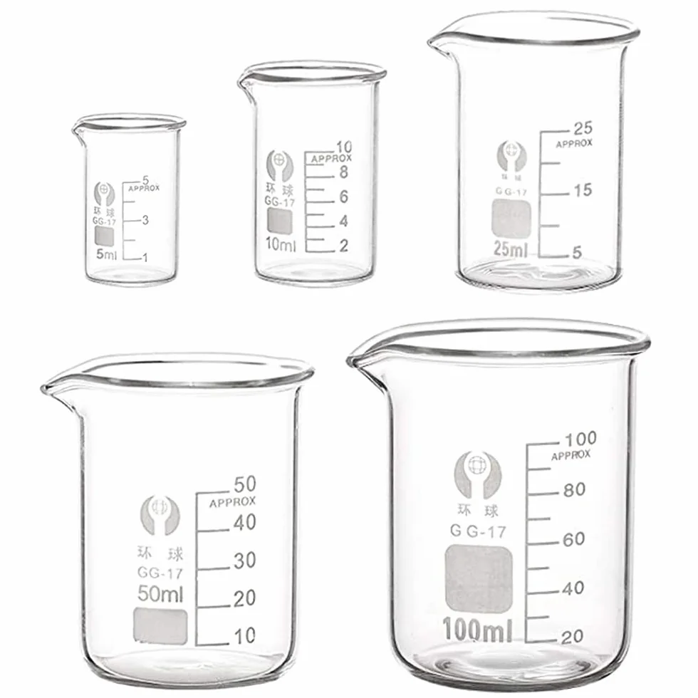 Becher Graduati Vetro Borosilicato 100 ml 50 ml 25 ml 10 ml 5 ml per Laboratorio
