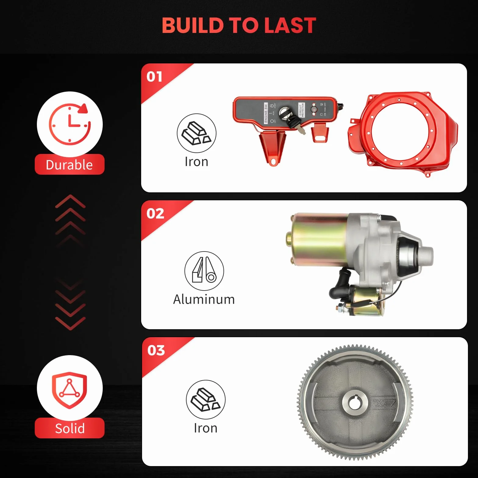 12 V GX160 GX200, volano avviamento elettrico, 17 cm, diametro volano, avviatore elettrico, 17 x 11 cm, avviatore elettrico con 1 avviatore con valvola a solenoide 1 volano con corona dentata, 1