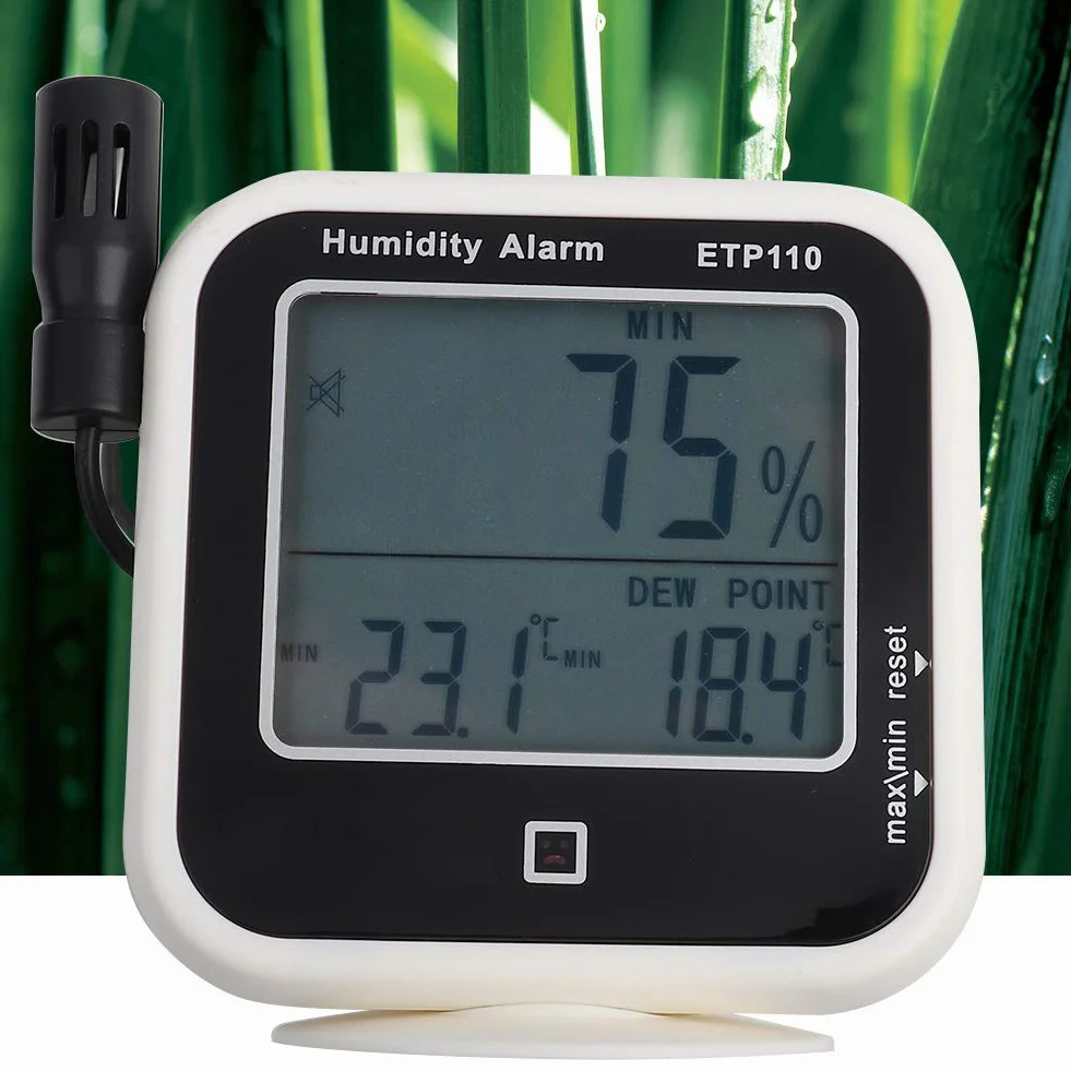 Akozon ETP110 Termoigrometro Digitale, Misuratore Punto di Rugiada Umidità con Allarme LED