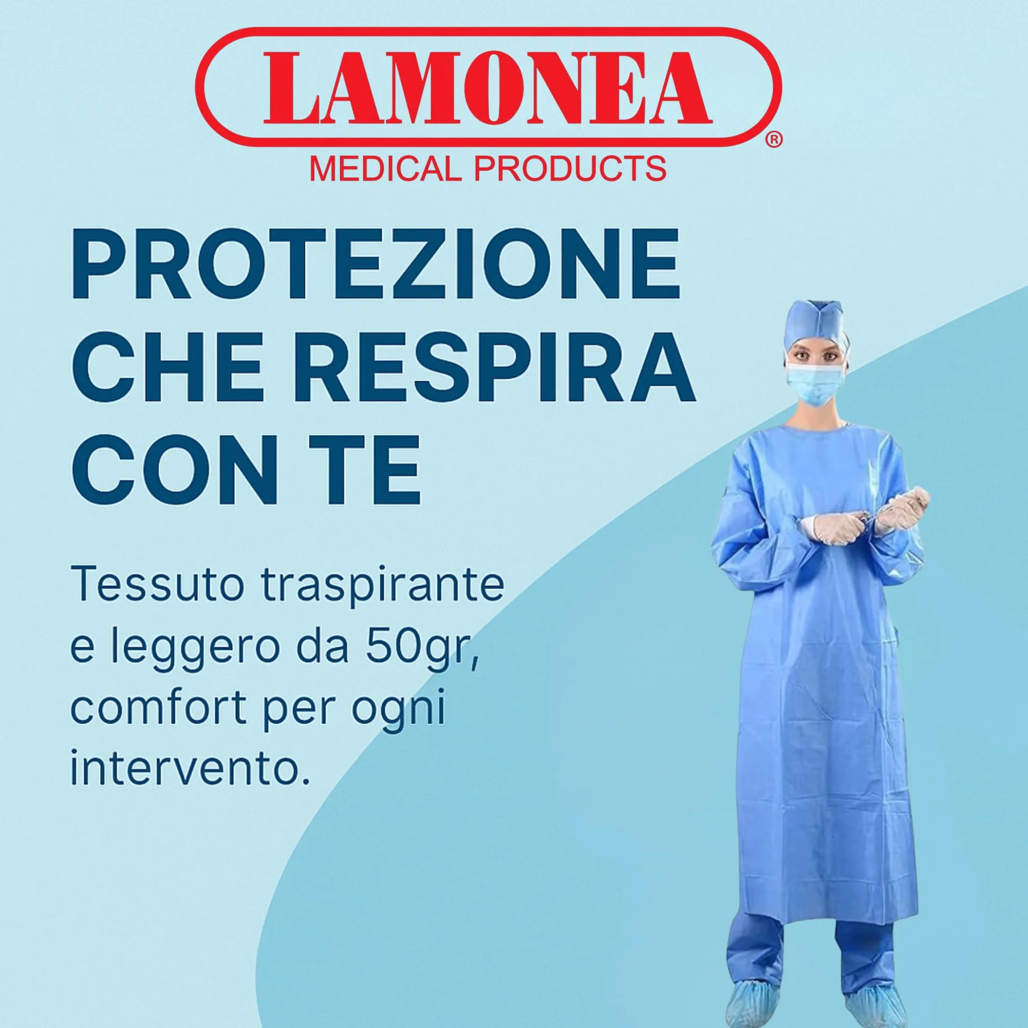 Camici Sterili Chirurgici Standard Azzurri Certificato CE Monouso Traspirante Massima Protezione Varie Misure L 30 Pezzi