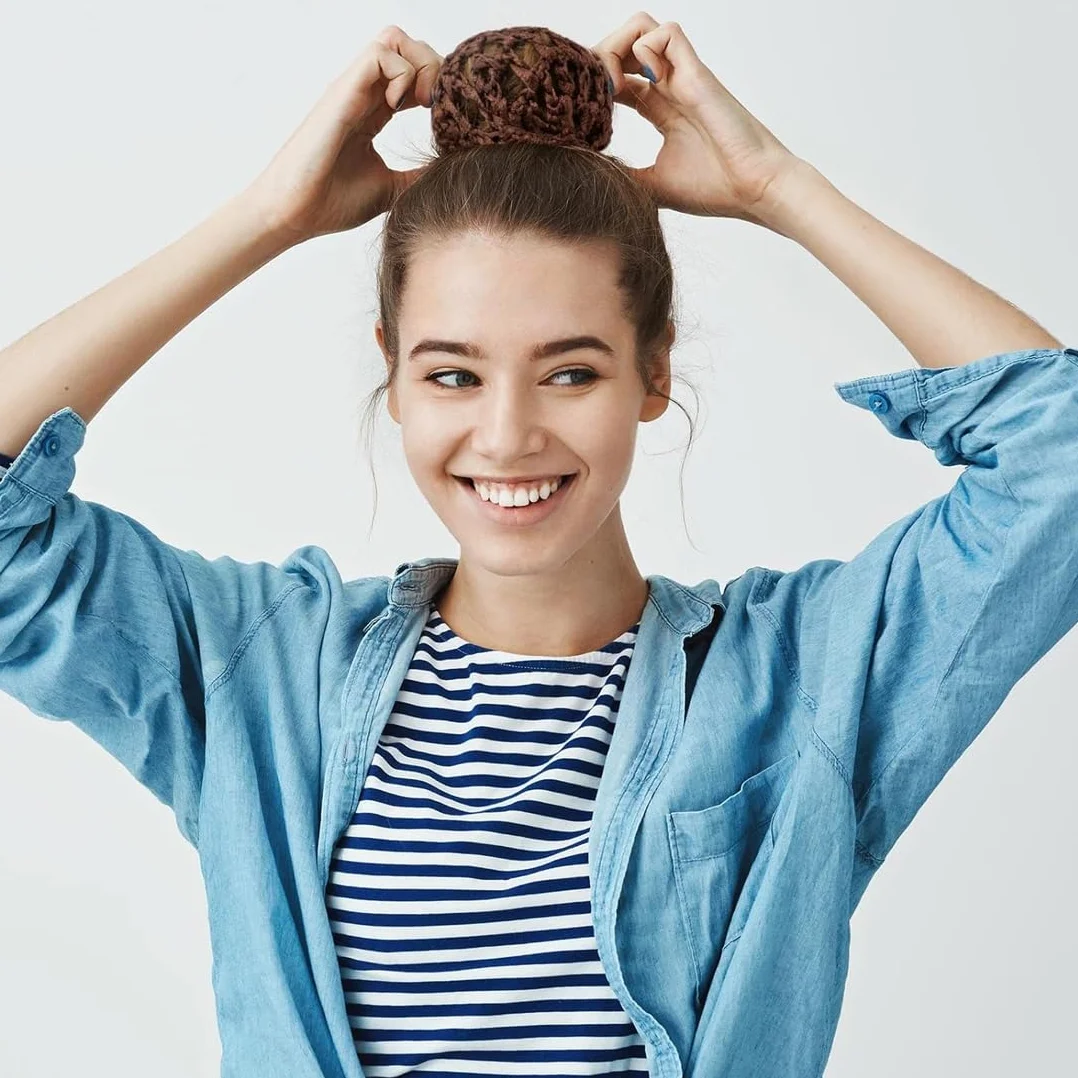 Retina per Capelli Chignon 4 Pezzi con Perline Stretch Balletto Danza