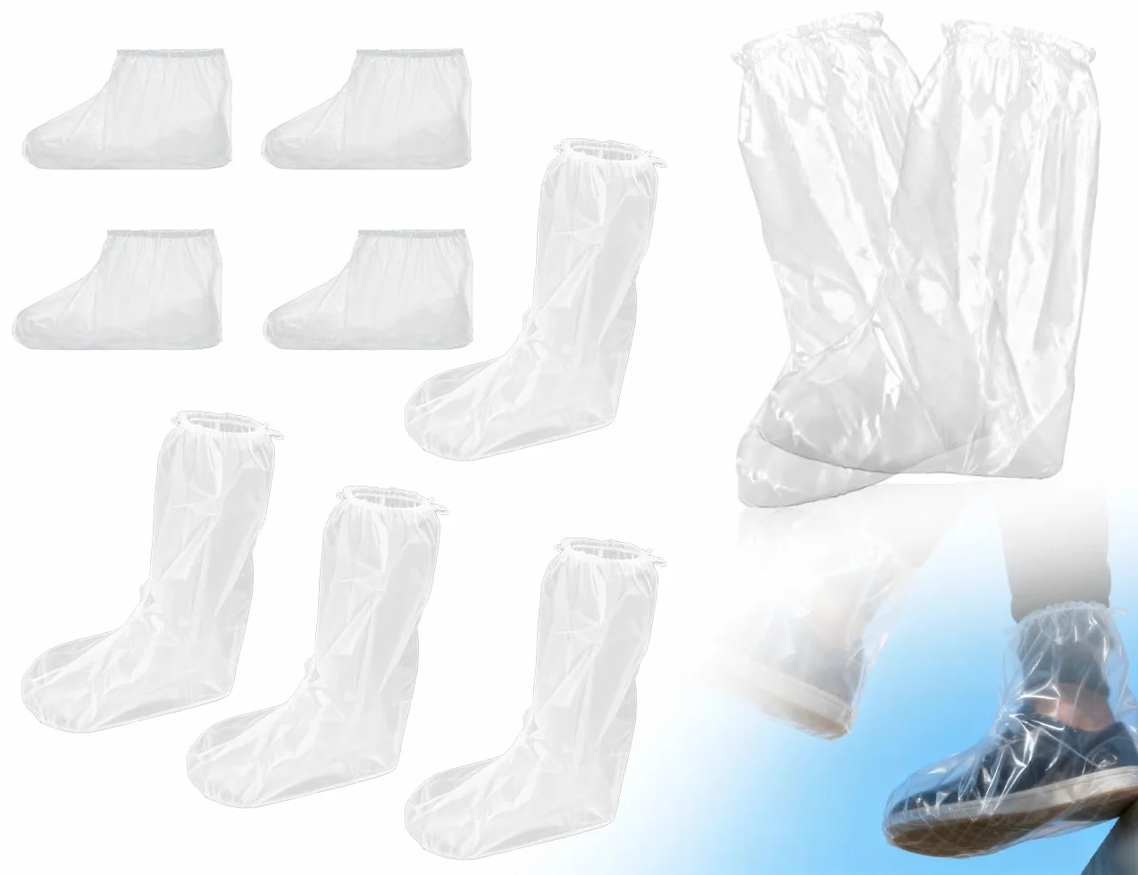 Copriscarpe Impermeabili USA e Getta Trasparenti Antipioggia con Elastici per Adulti