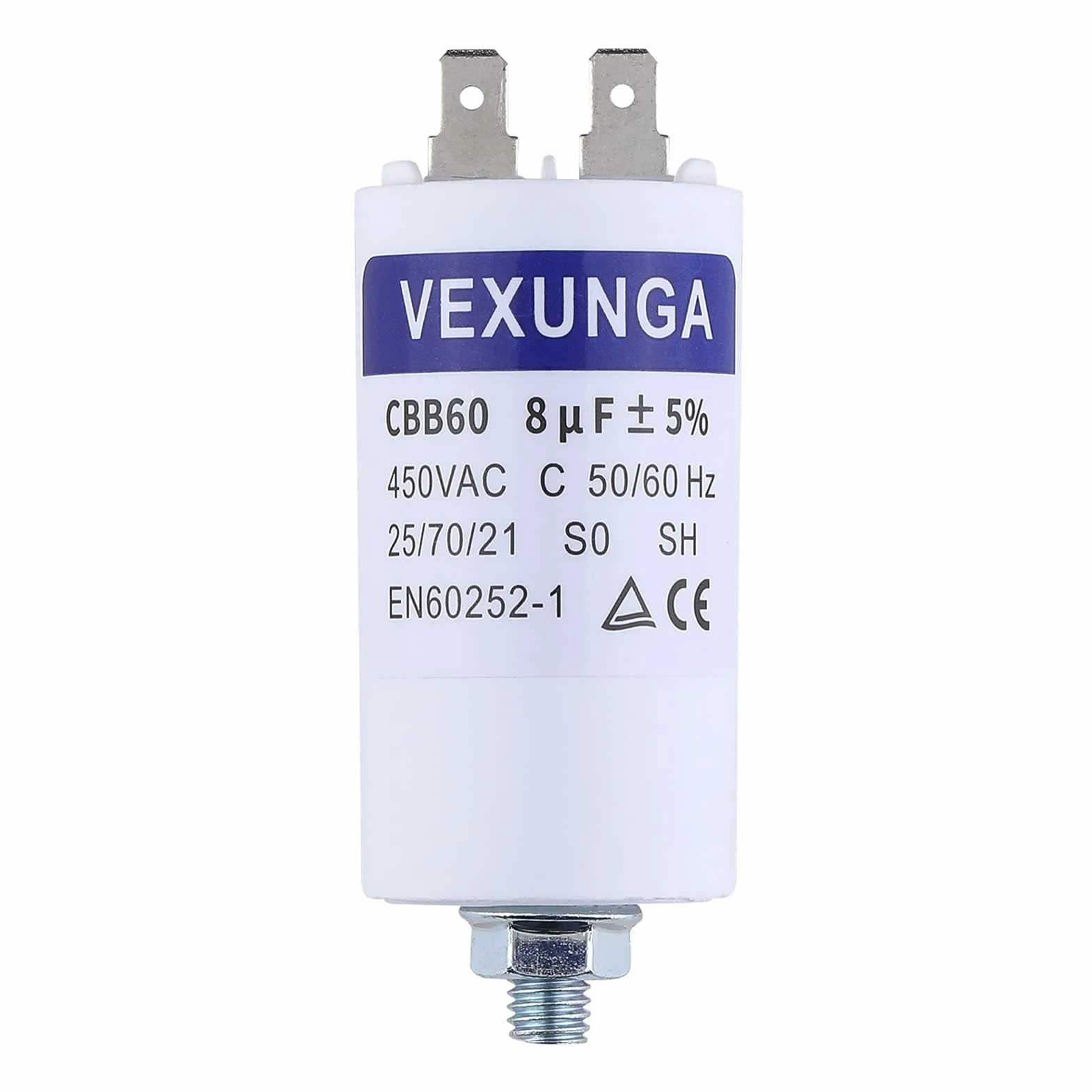 VEXUNGA CBB60 Condensatore Avviamento Motore 8uF 450V 35x65MM M8