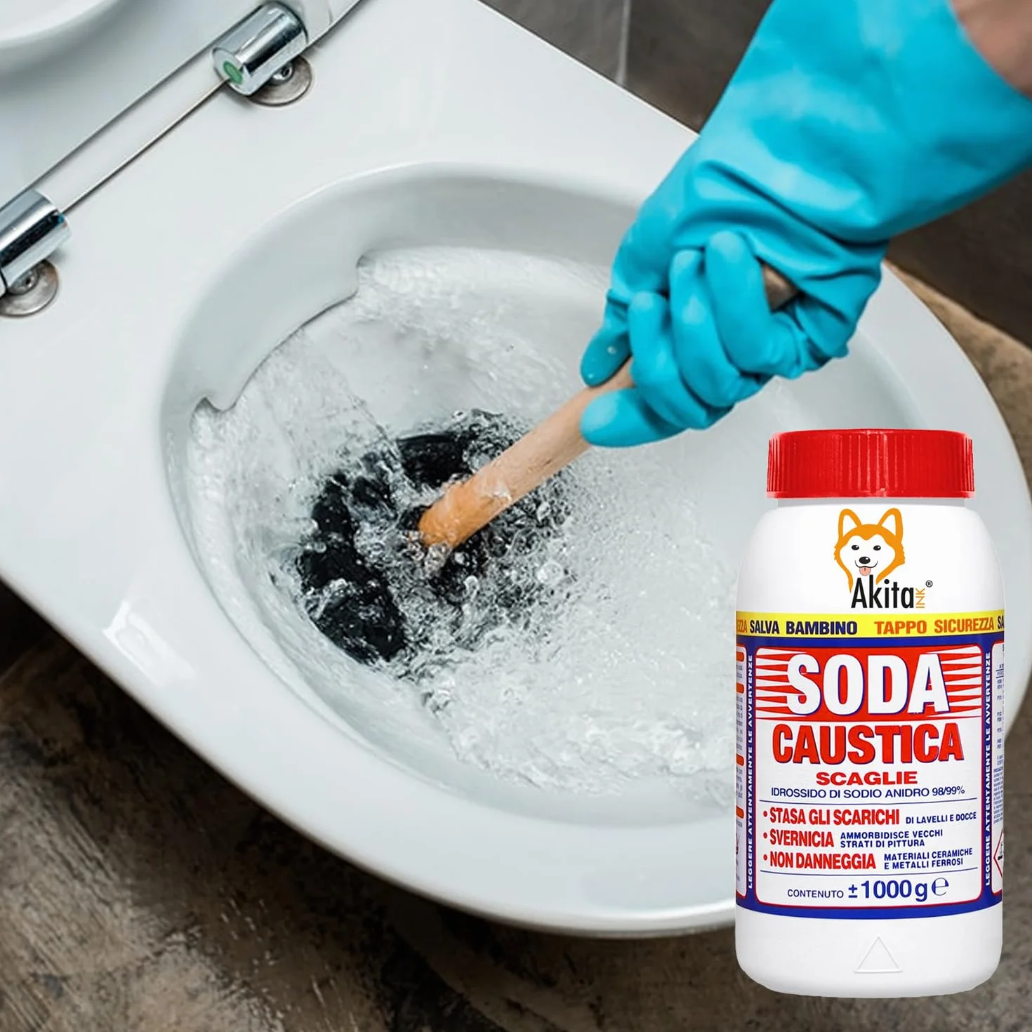 Soda caustica a scaglie uso industriale domestico sverniciatore disincrostante 4 pz