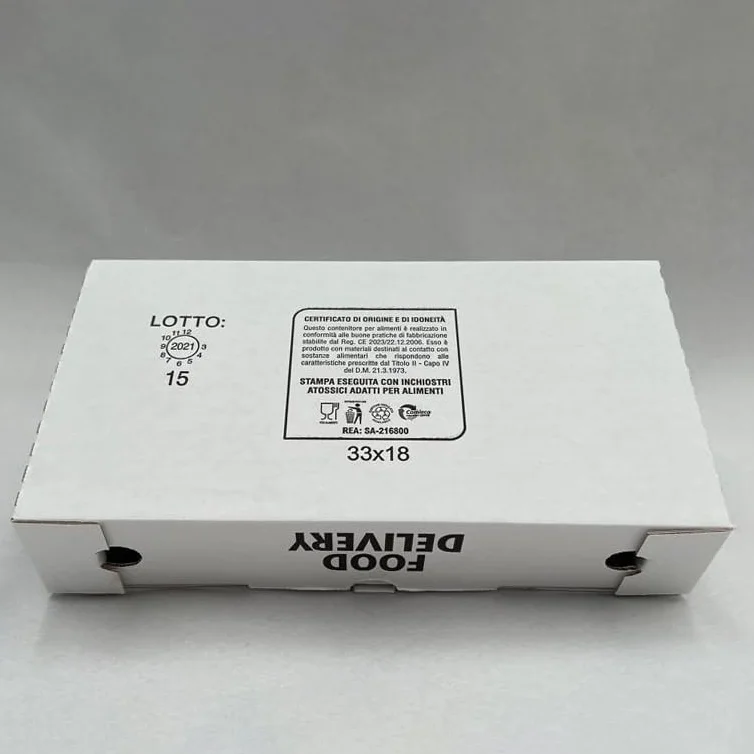 Box Termico da Asporto 33x18 h 7 cm Large 100 Pezzi per Pizzerie Ristoranti