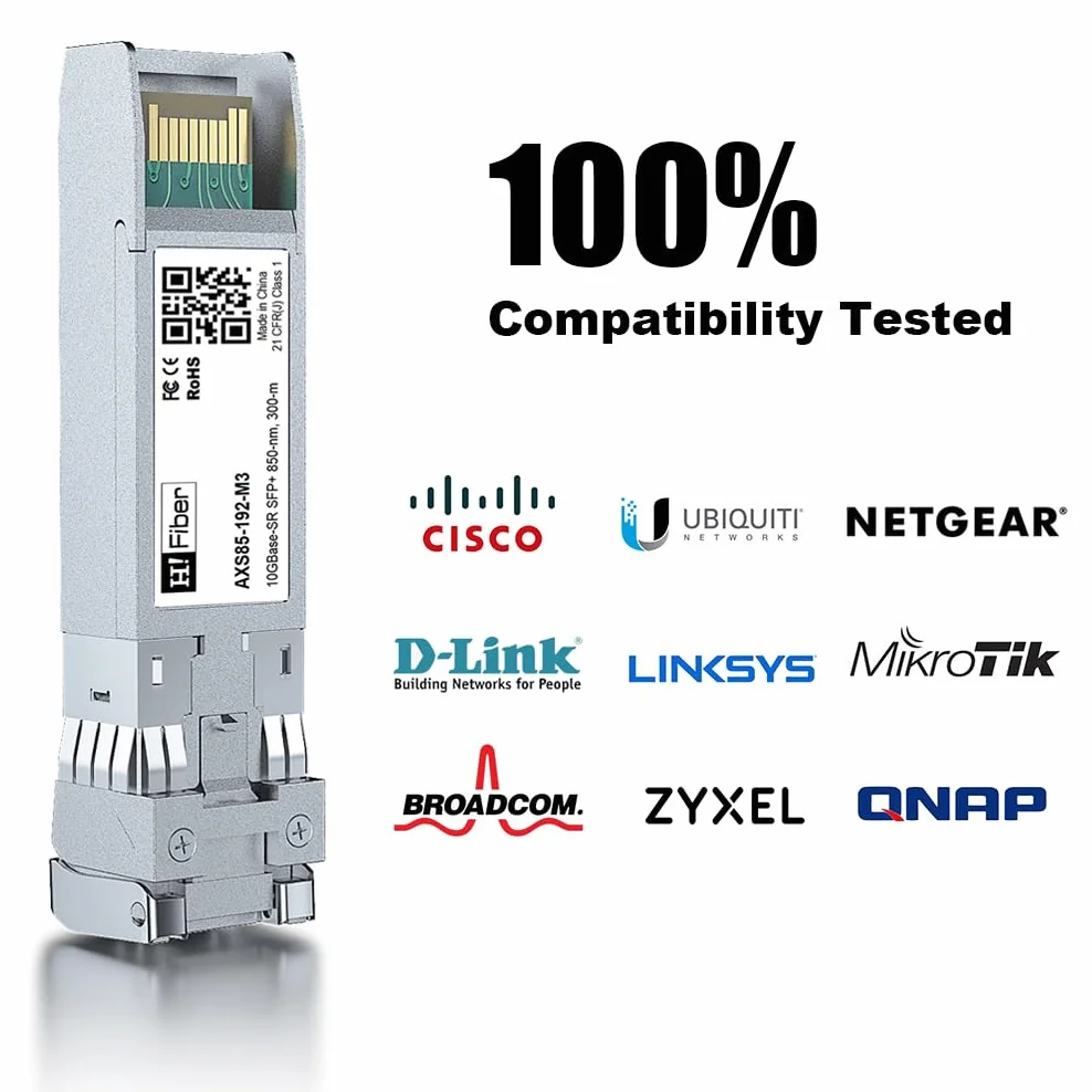 10G Multimodale SFP+ LC Modul 10GBase-SR Fiber Transceiver Cisco SFP-10G-SR Meraki MA-SFP-10GB-SR Ubiquiti UniFi UF-MM-10G