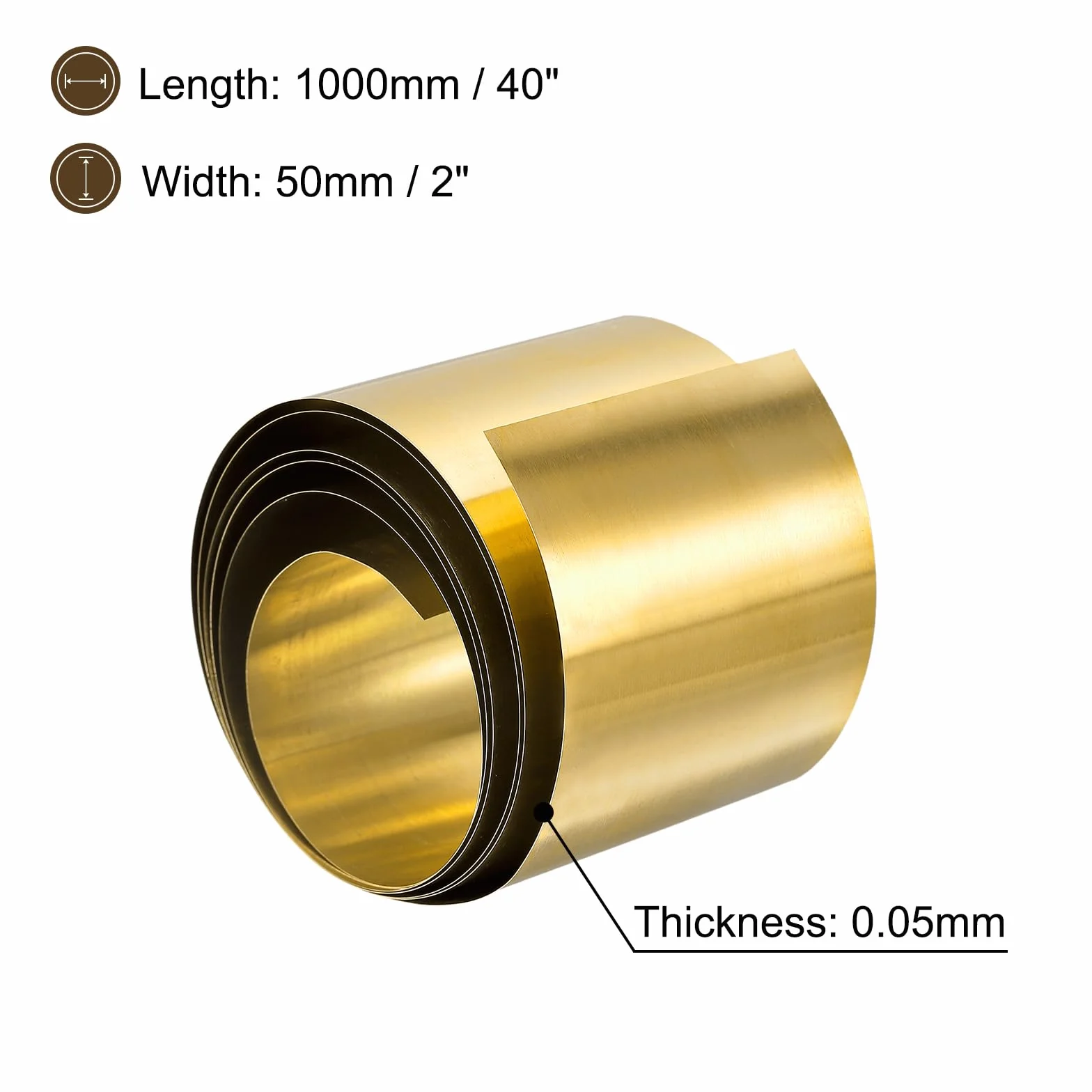 QUARKZMAN Rotolo di Lamiera Ottone, 1pz 40" x 2" x 0,002" H62 Lamina Metallo per Artigianato Riparazioni Elettriche Industria