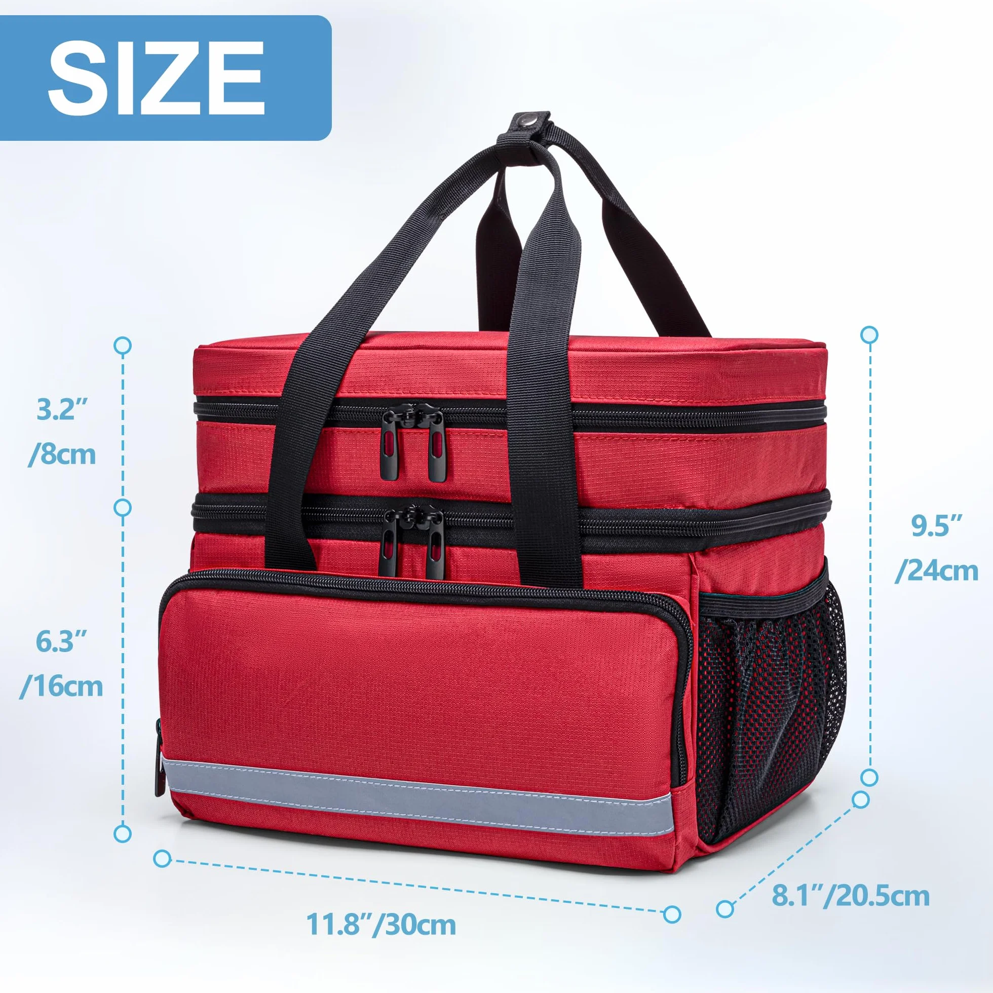 CURMIO Borsa Medica Doppia con Cerniere Bloccabili Rosso Organizer Medicinali Primo Soccorso