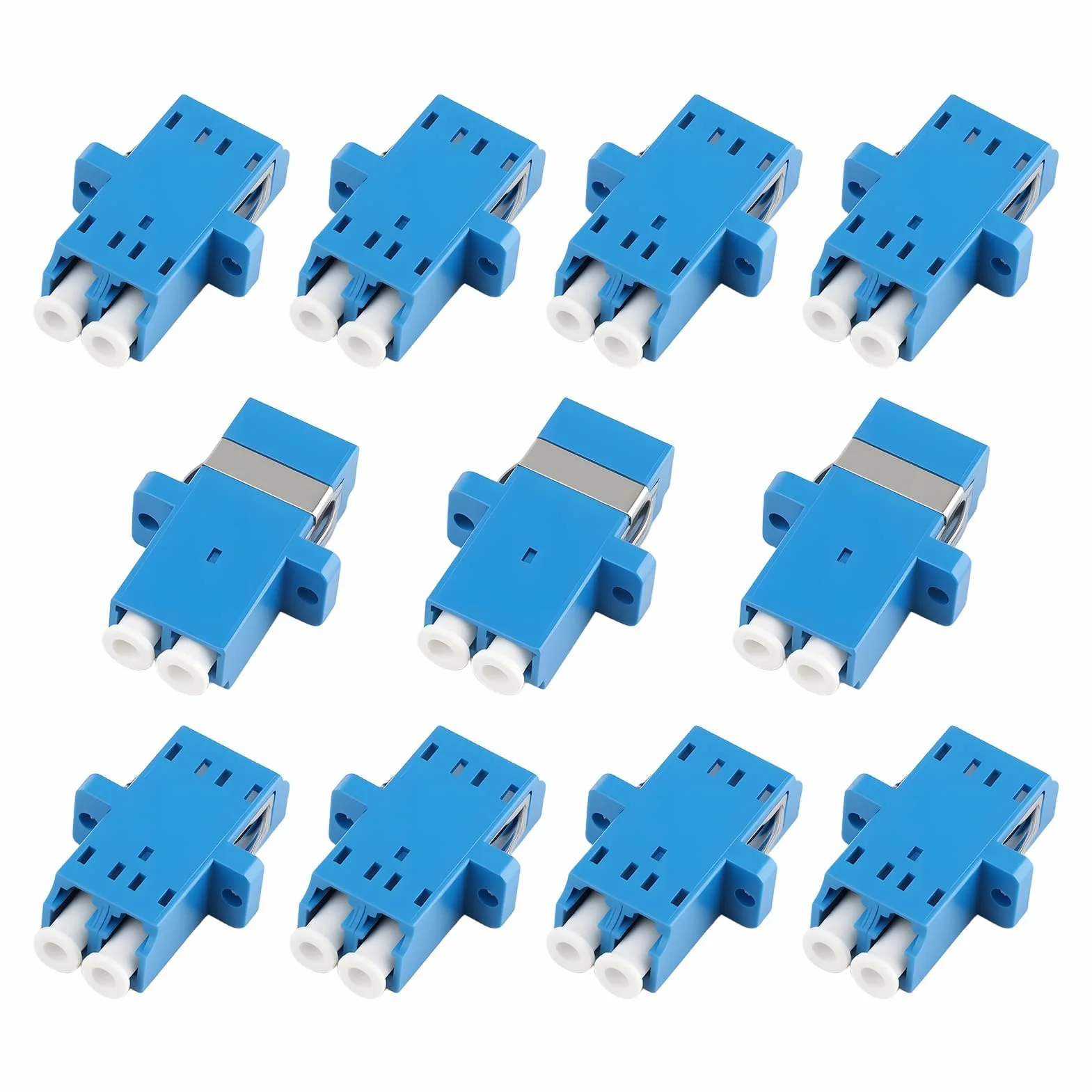 Adattatore LC a LC Monomodale UPC Duplex, Confezione da 10, Accoppiatore in Fibra Ottica Blu