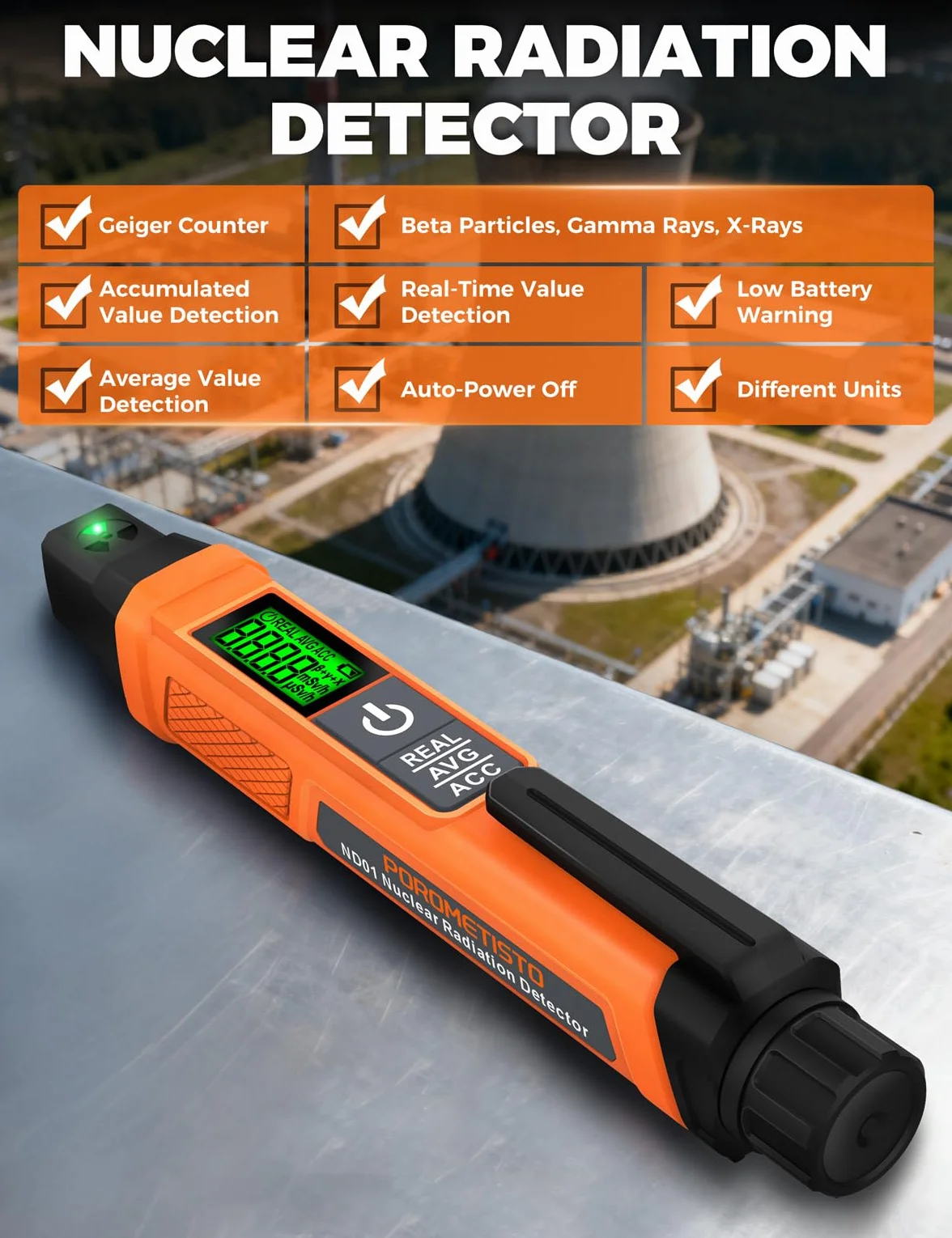 Contatore Geiger Portatile 3 in 1 Rivelatore di Radiazioni Beta Gamma X Professionale