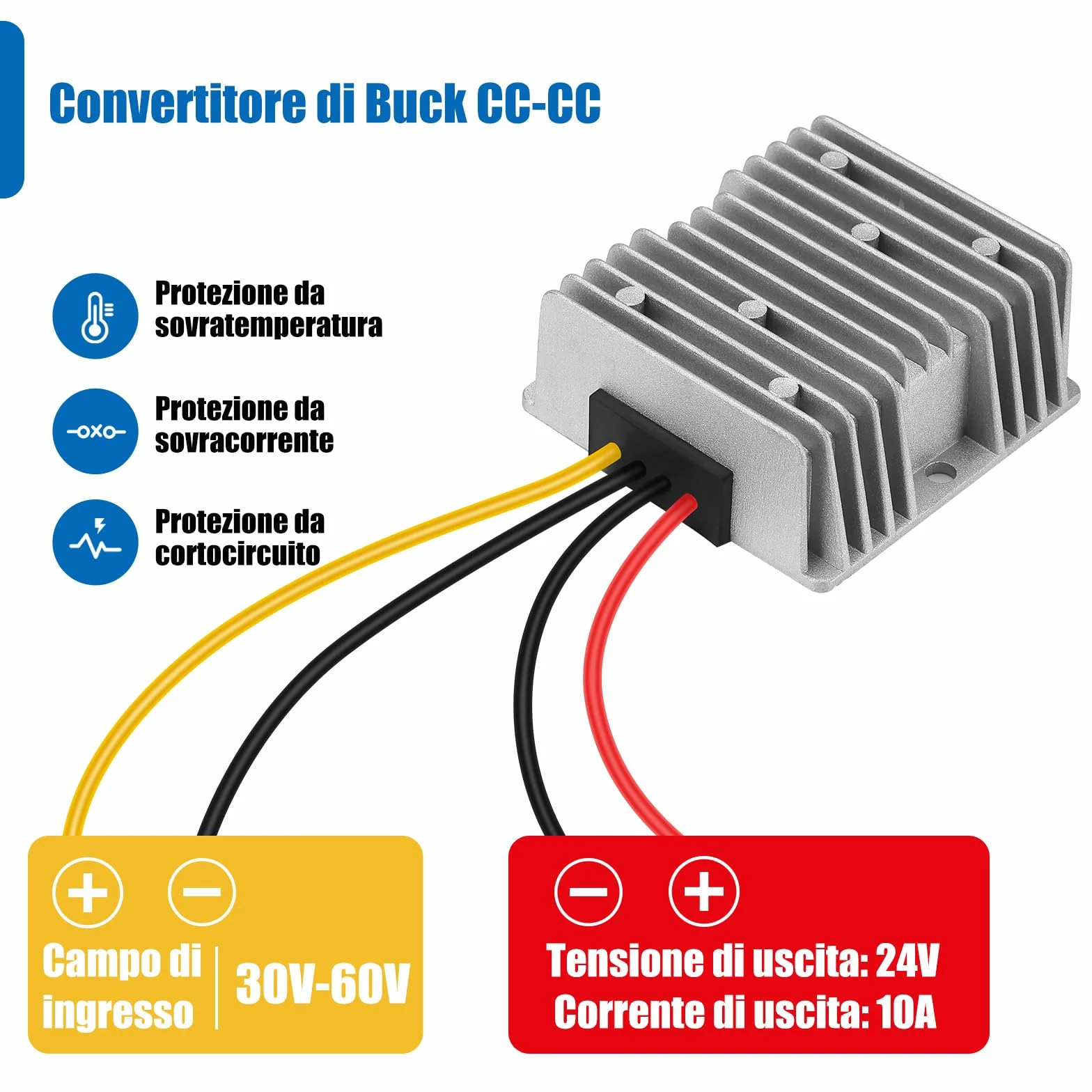 Step down 30V-60V a 24V 10A 240W dc dc converter Buck Volt | 24V/48V a 24V Trasformatore Alimentatore Regolatore Limitatore Riduttore Convertitore di tensione Raddrizzatore