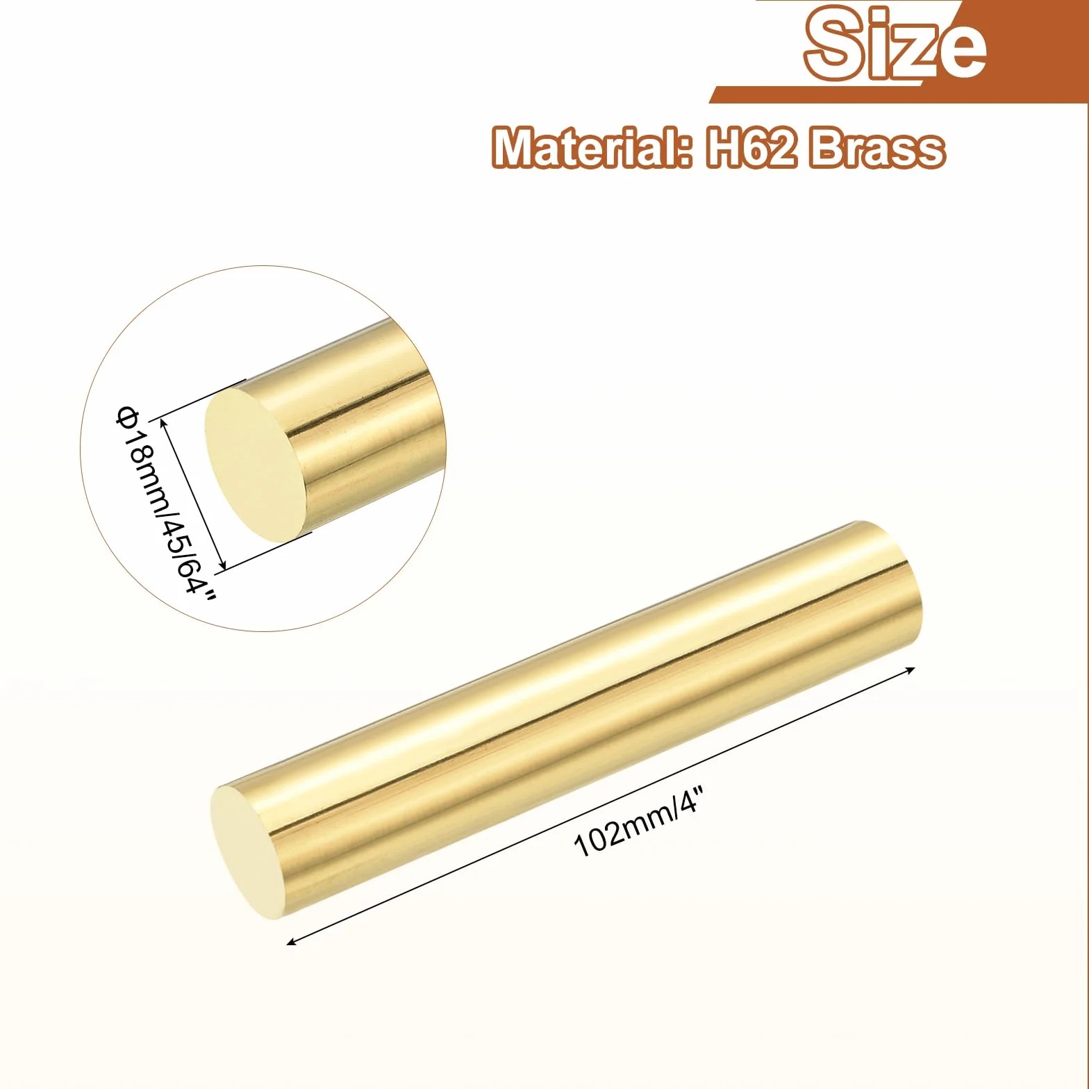 QUARKZMAN 1 Pezzo Asta Tonda Solida In Ottone H62 45/64"(18mm) x 4"(102mm) Barra Tornio Per DIY Artigianato