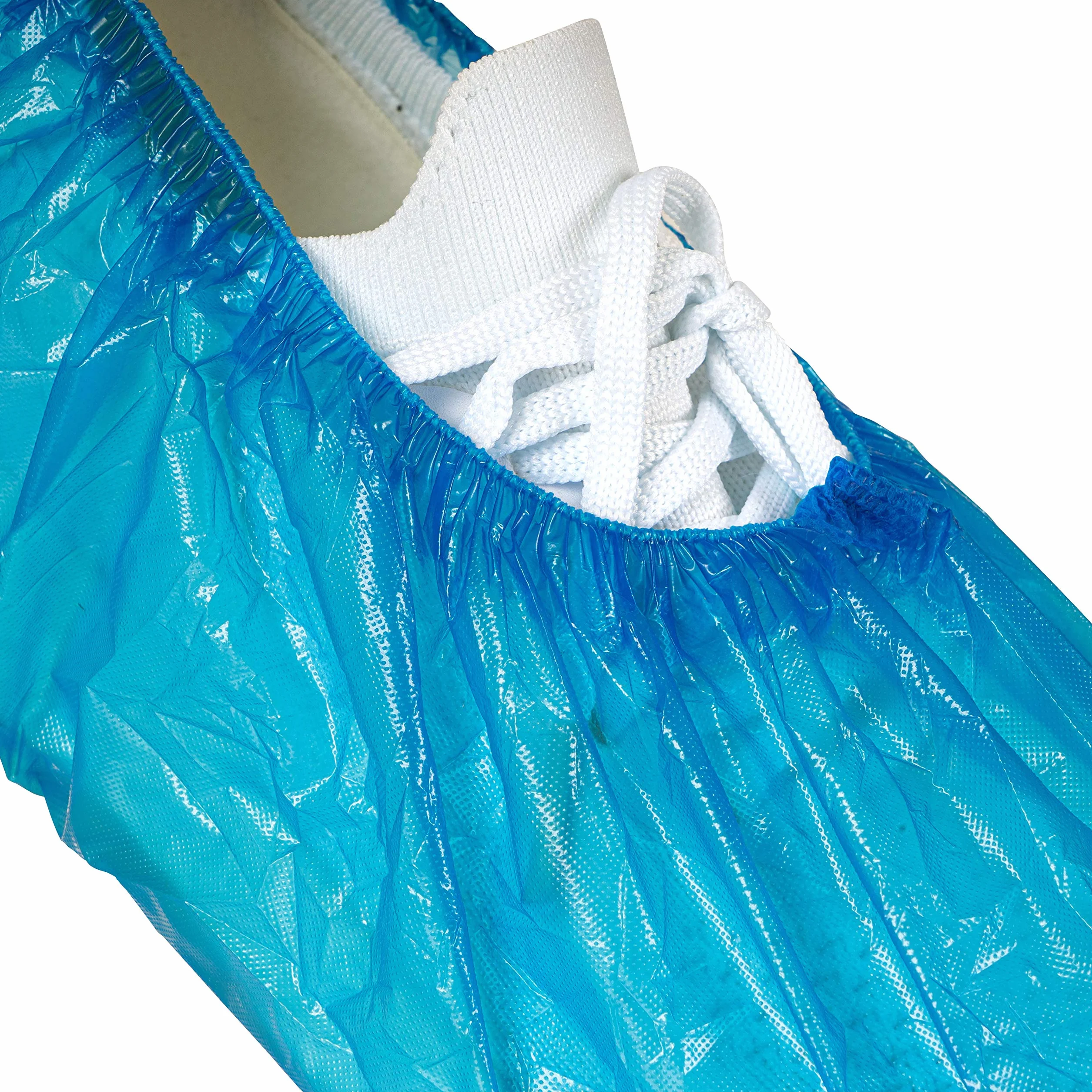 Copriscarpe in PE 100 pezzi usa e getta impermeabile CPE blu