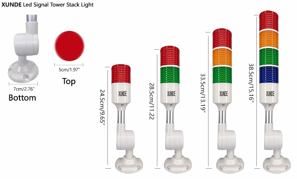 Luci di segnalazione a LED, multistrato, industriali, 3 colori, lampada di allarme, indicatori luminosi e acustici, 24 V DC (3 strati)