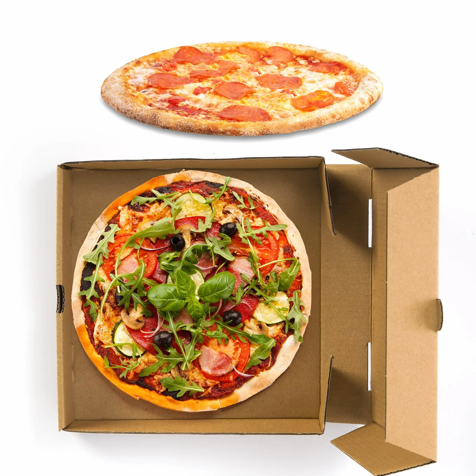 ZENFUN 40 mini scatole per pizza in carta kraft 18 x 18 x 3 cm ondulate contenitori da asporto