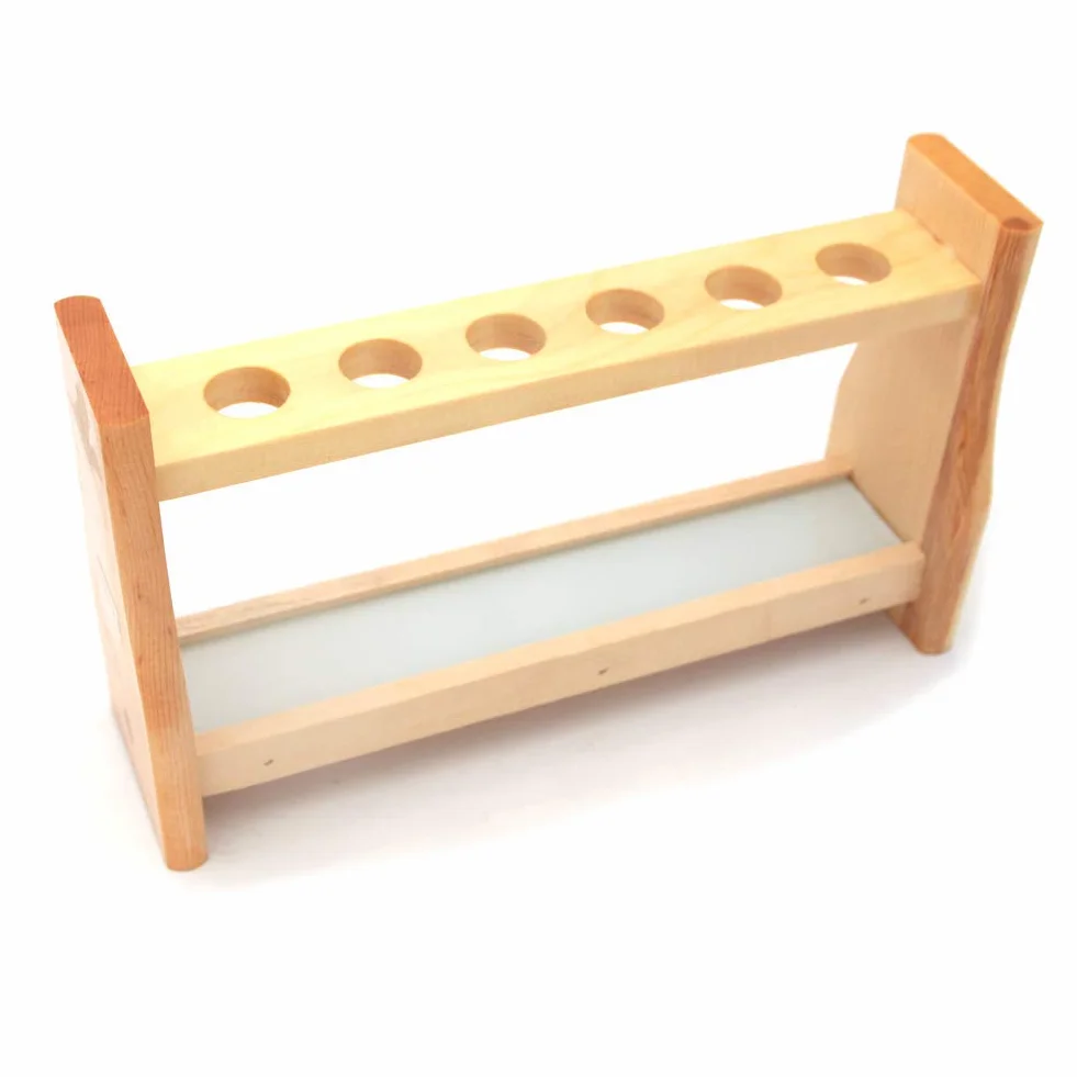 Supporto in legno per provette da 18 mm, con foro da 18 mm, per chimica, portaspezie, da laboratorio (10 ml, 6 fori)