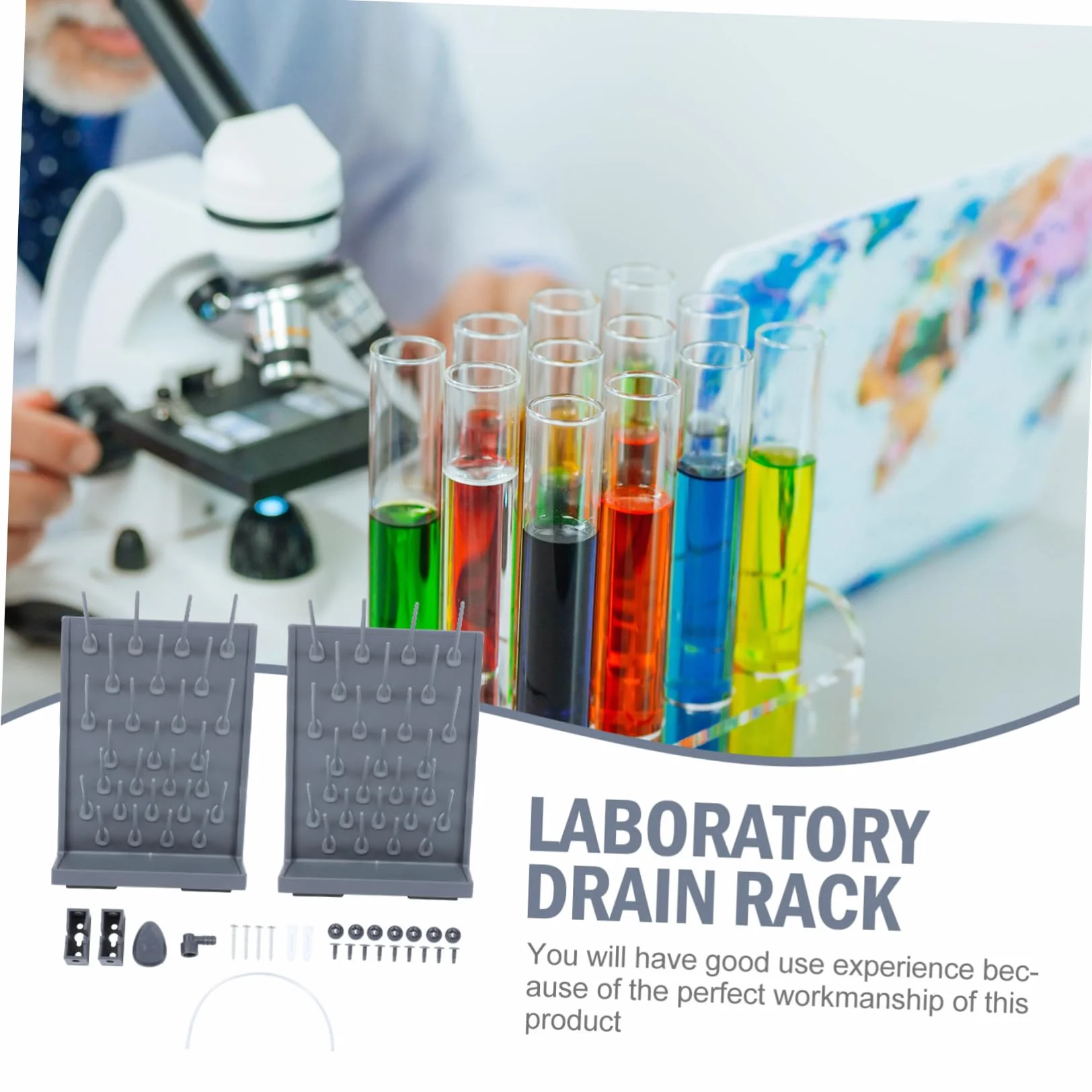 Cabilock Stendino da Laboratorio in Plastica PP 2 pezzi Portasciugatura per Provette con Supporti Rack Scolavetreria