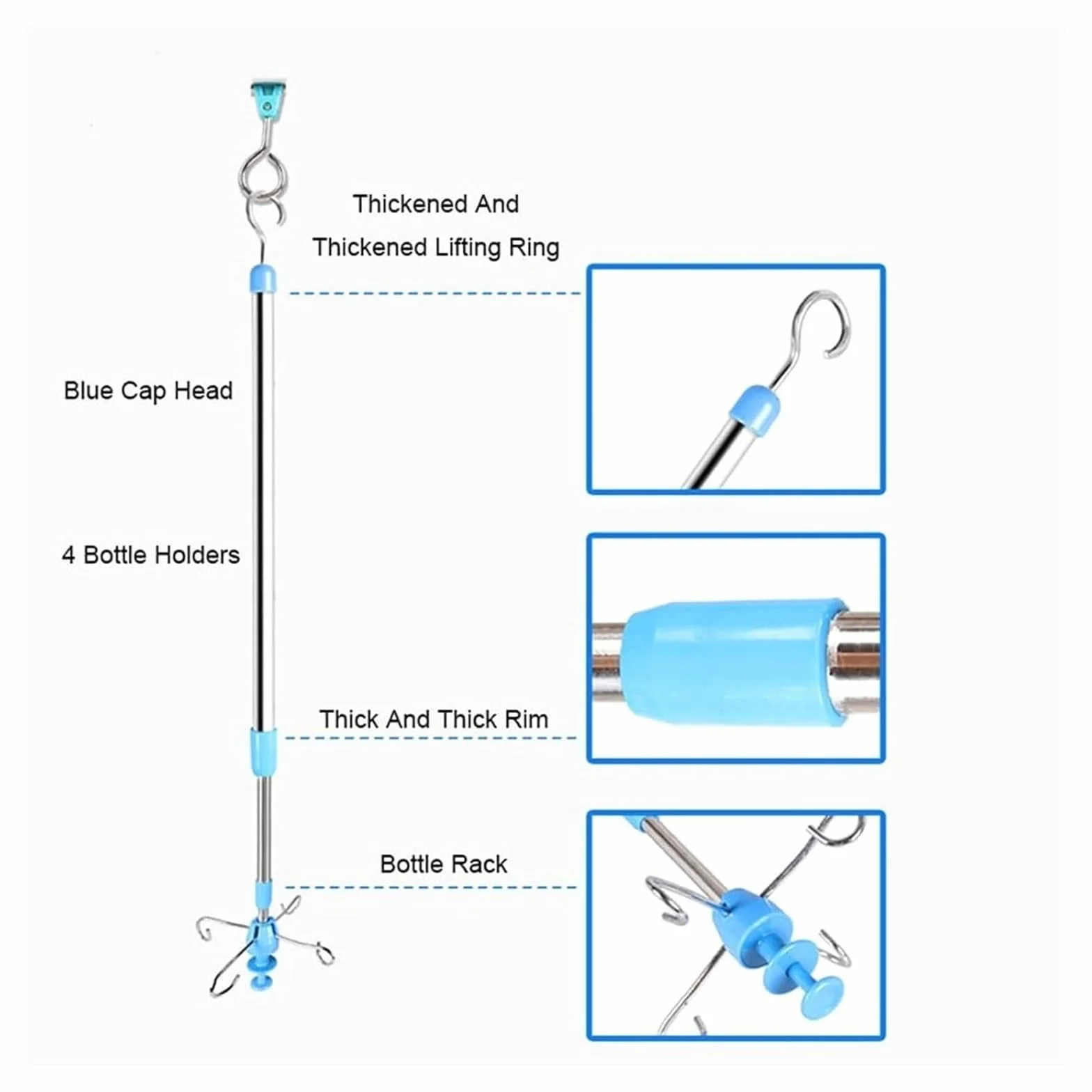 Asta portaflebo portatile con asta portaflebo con puleggia for pareti a soffitto Asta portaflebo sospesa regolabile in altezza for ospedale(1m)