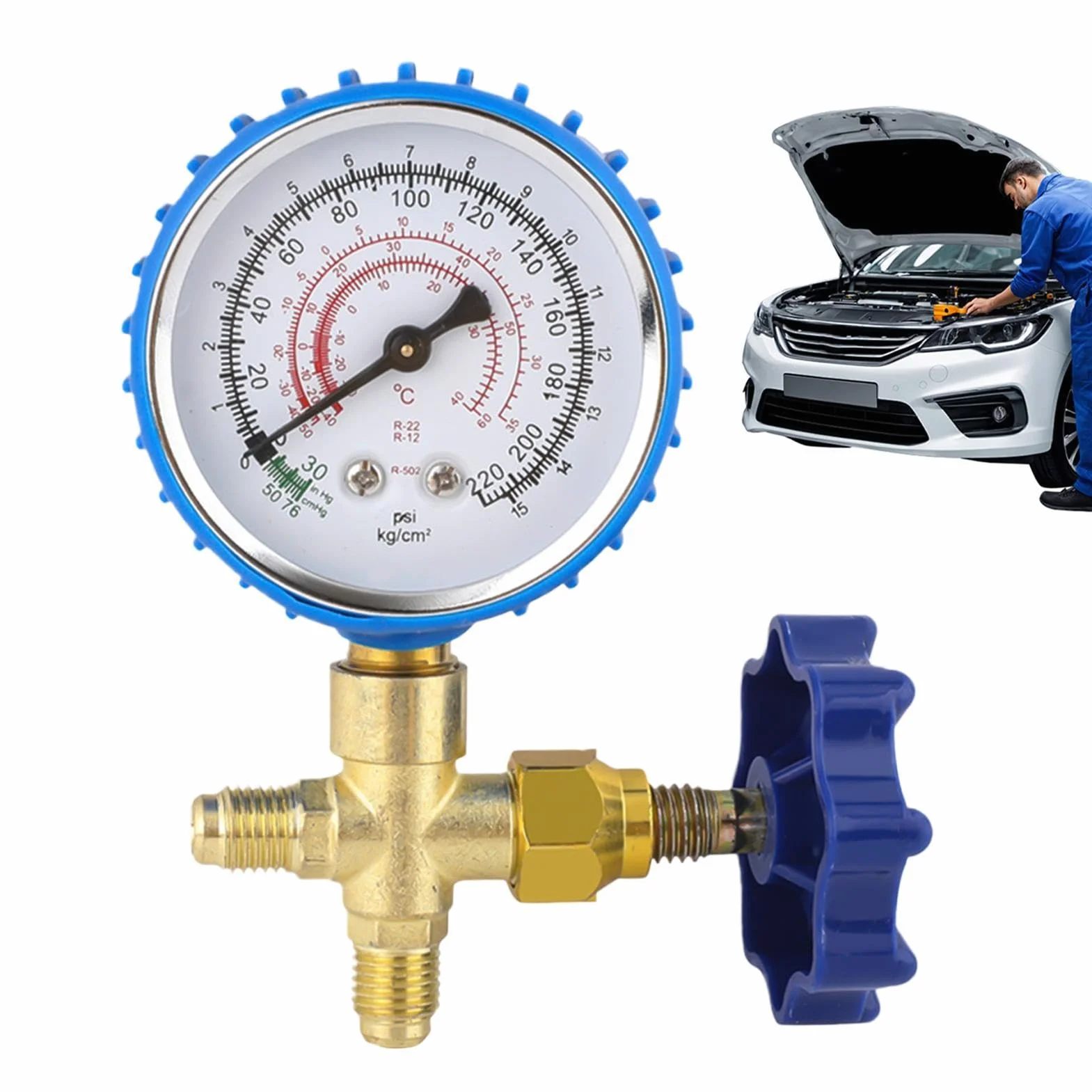 Manometro di pressione per condizionatore d'aria, anti-perdite, ispessimento di precisione, manometro di pressione per CA, per tecnici di riparazione, casa, auto, ufficio, hotel
