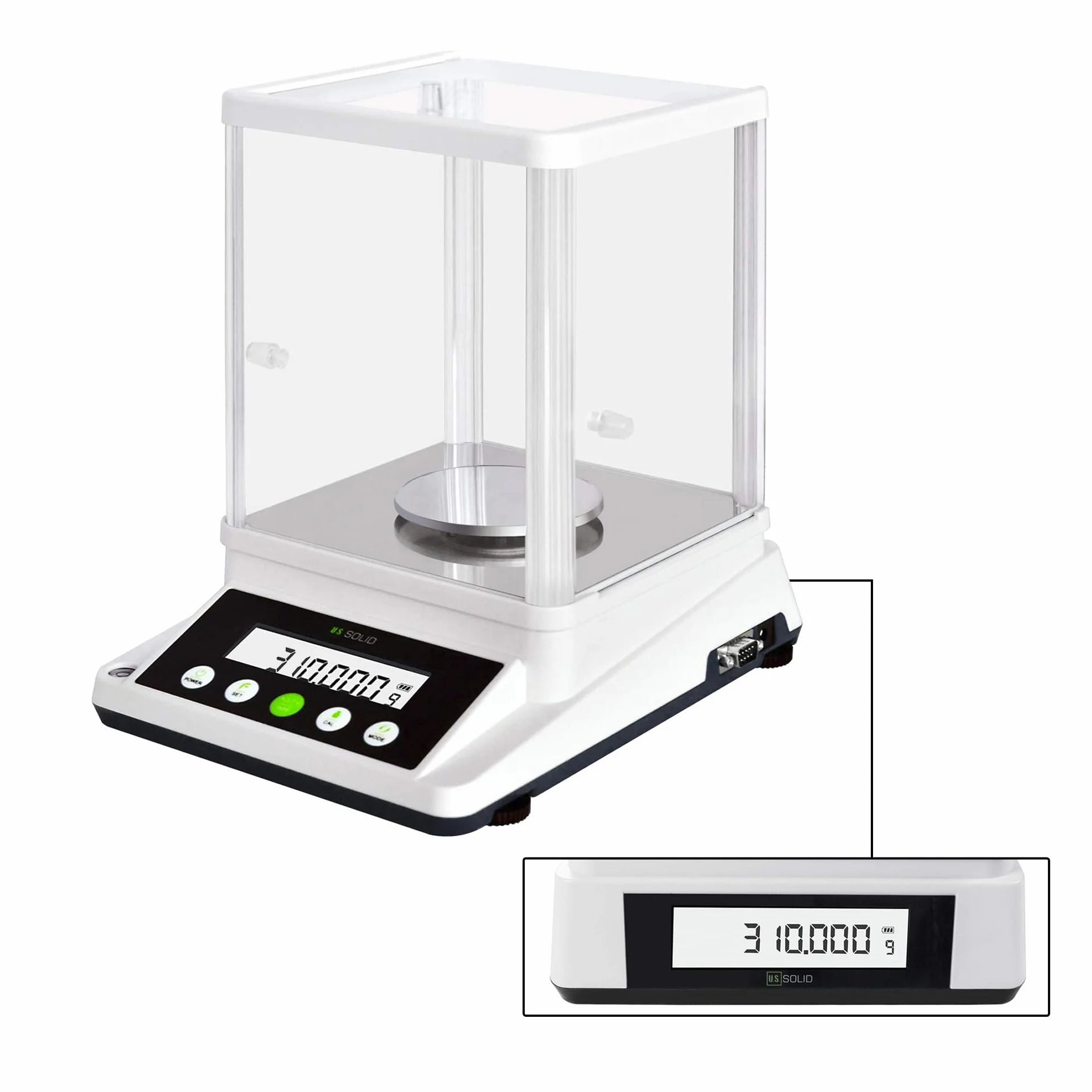 U.S. SOLID Bilancia di precisione da 0,001 g – Bilancia digitale analitica Lab – Bilancia elettronica di precisione con una precisione di 1 mg e 2 schermi LCD – 310 g/0,001 g