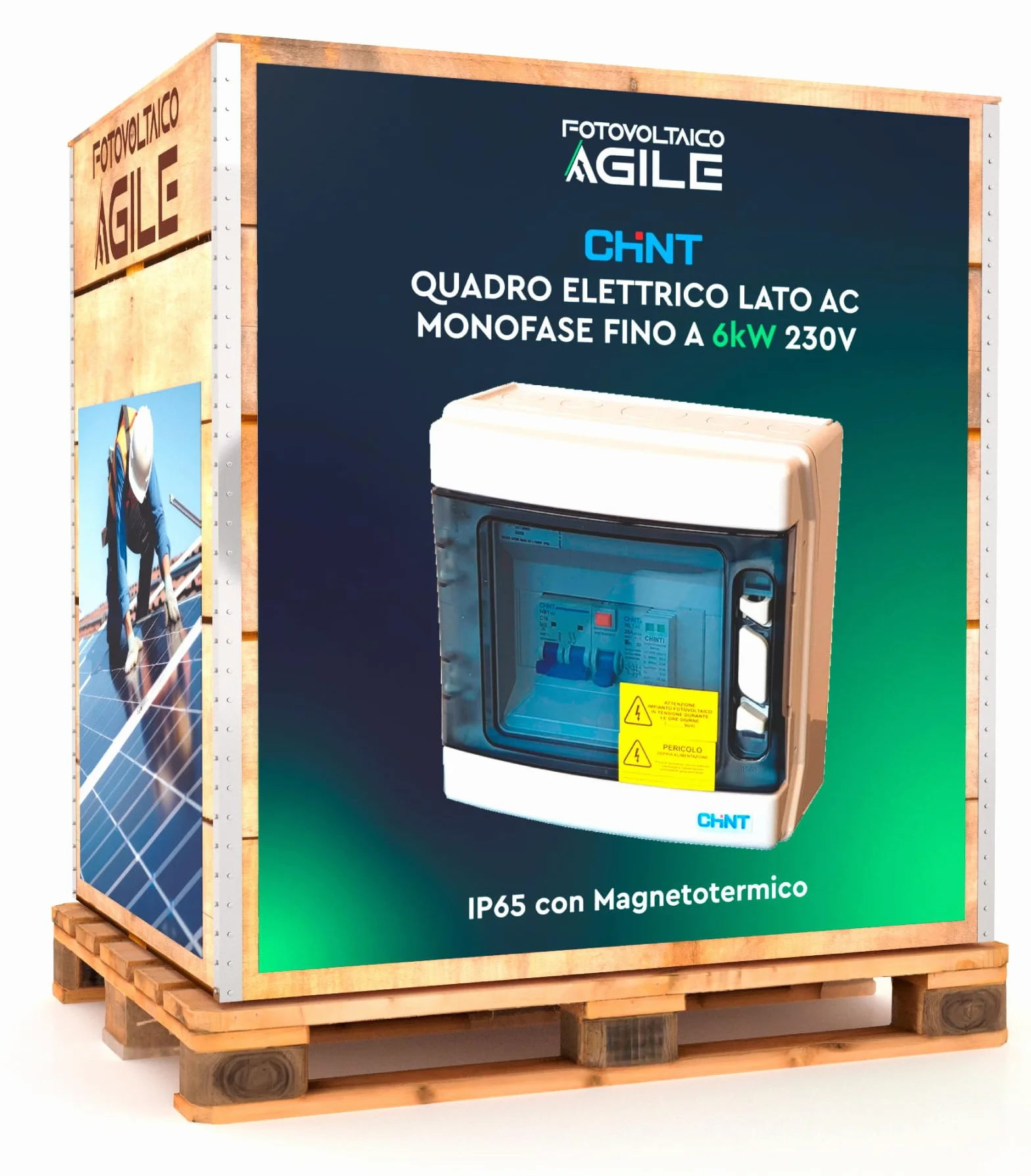 Quadro Elettrico per Fotovoltaico Chint Lato AC - Monofase - Fino a 6kW 230V - IP65 - Magnetotermico