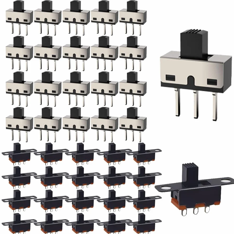 Gebildet 40PCS Interruttori a Scorrimento 250V/3A, 1P2T SPDT 3 Pin 2 Posizioni SS12D10 e 50V/0.5A Mini Pannello Interruttore a Scorrimento ON/Off SS12F15 3Pin Interruttore a levetta