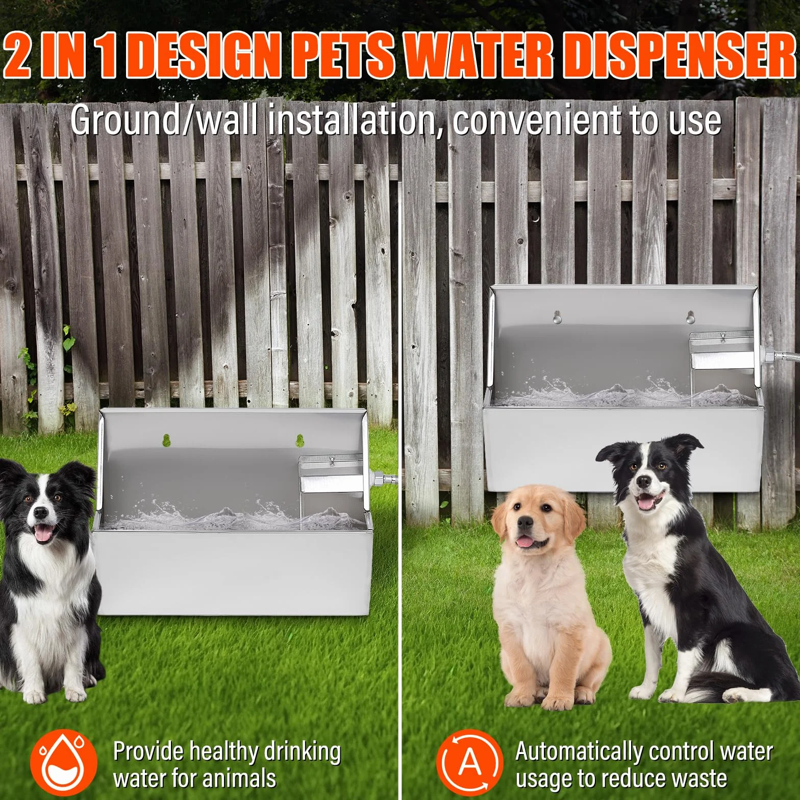 Distributore Automatico Di Acqua 8L 304 Acciaio Inox Ciotola Per Cani Esterno