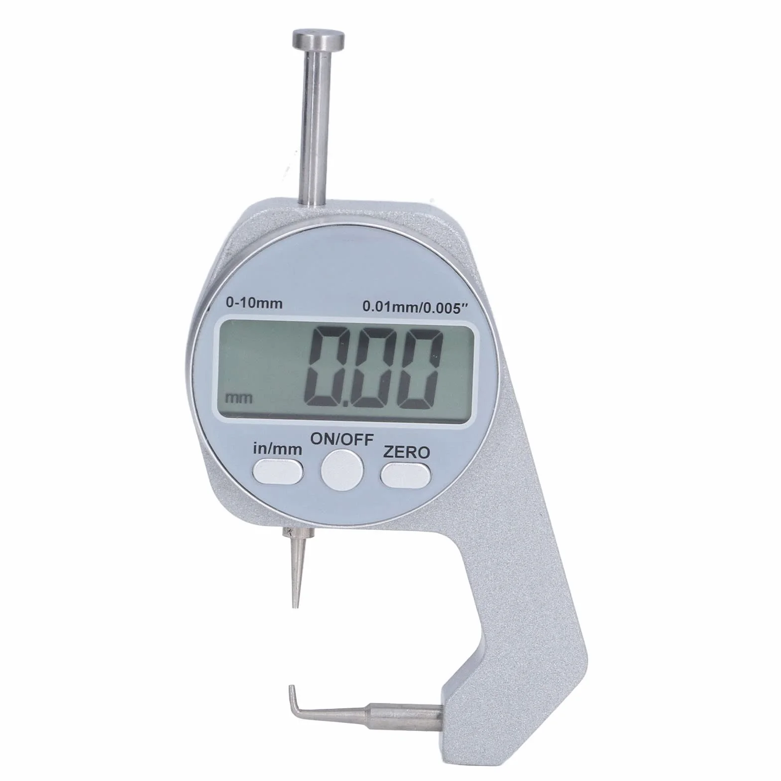 Spessimetro Gamma 0-10MM Schermo LCD Digitale Punta Curva Strumento Misurazione Spessore Materiali Morbidi
