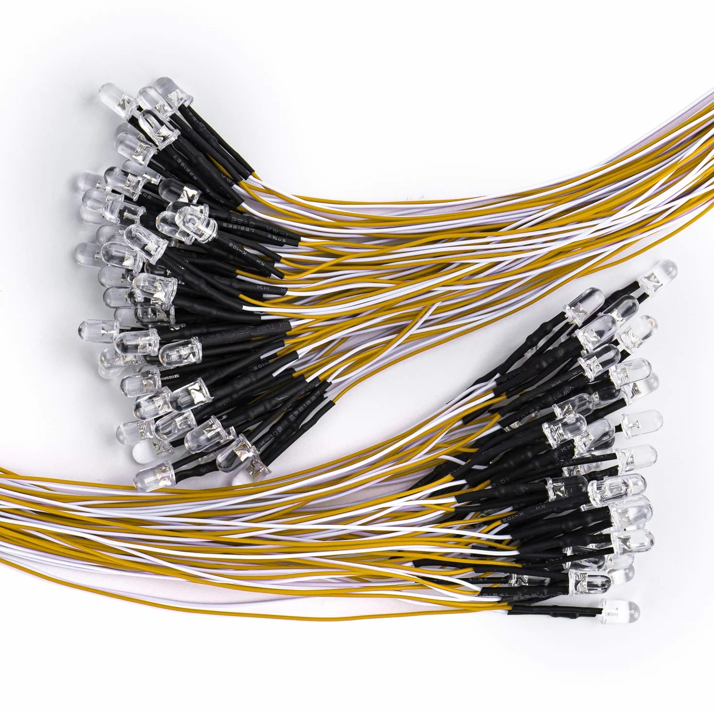 DiCUNO 100pcs diodi LED bianco caldo da 5 mm con cavo da 24-25 cm (240-250 mm), luce precablata a LED 12V, con resistenza da 550Ω