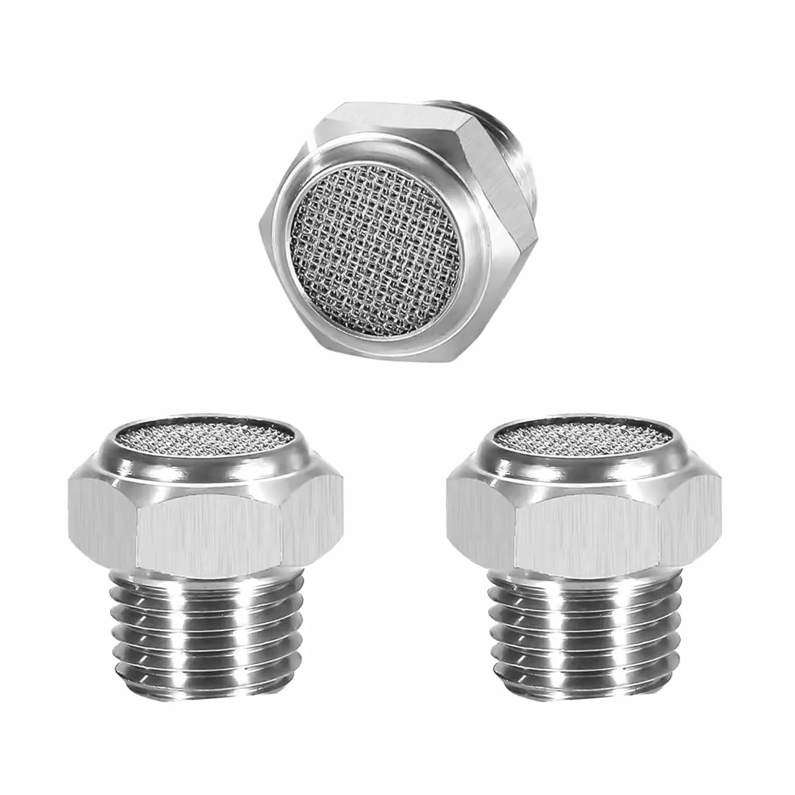 Silenziatori pneumatici PT 1/2" in acciaio inox 304 per compressori, 3 pezzi