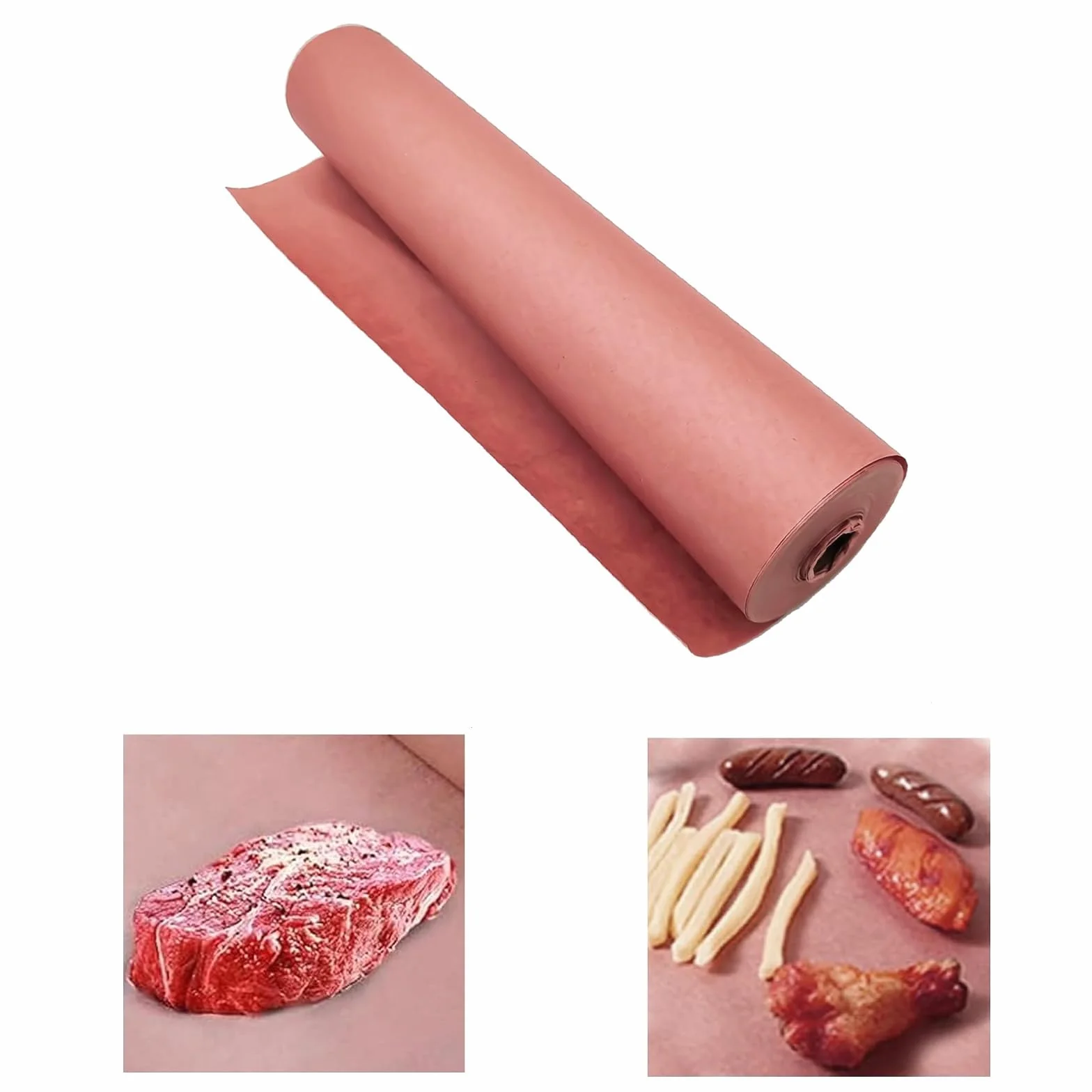Carta da macellaio rosa in rotolo da 15 m, larghezza 42 cm. Carta kraft originale per BBQ, grill, affumicatore, carne e pesce.