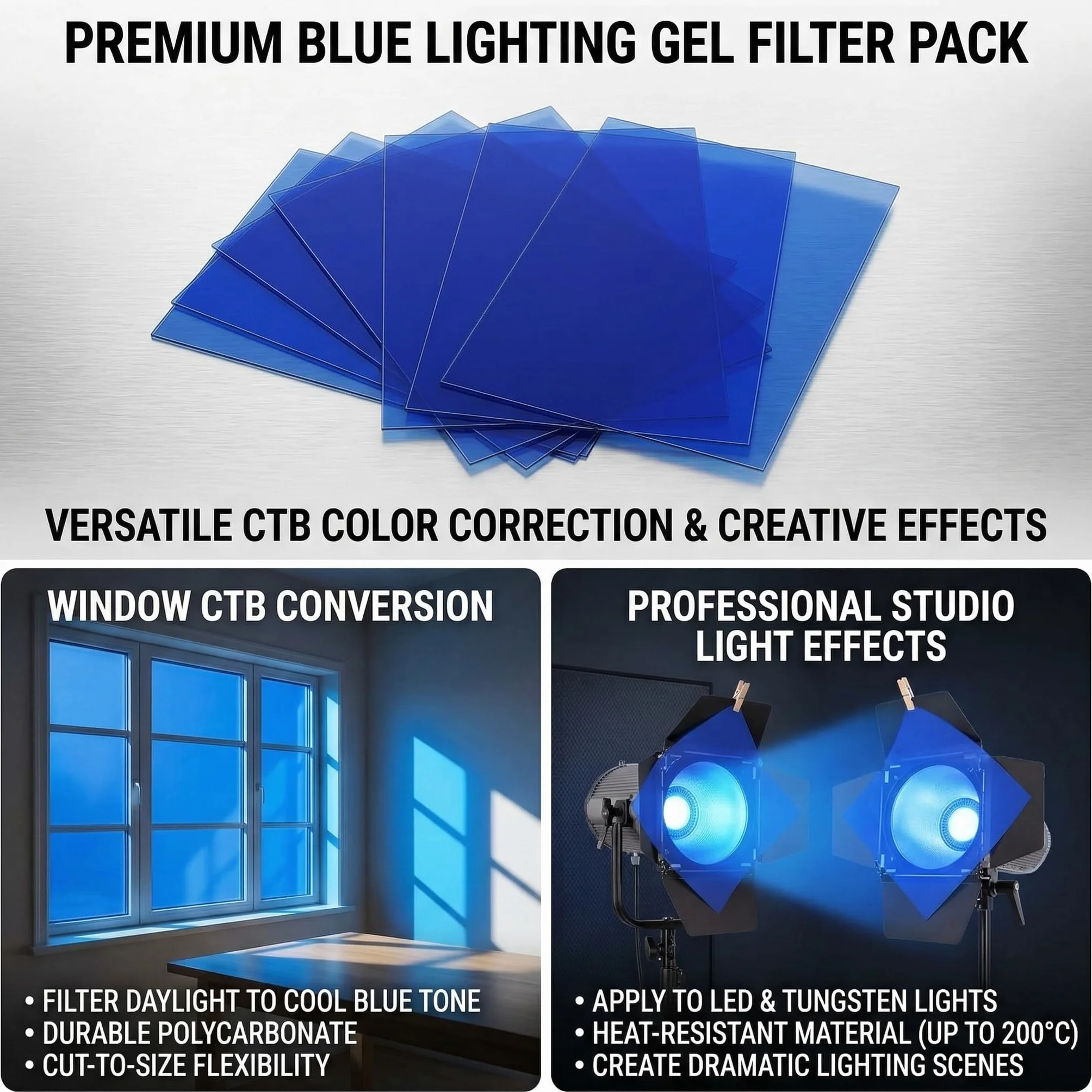 Pellicola blu filtrante 10 pezzi pellicola per lampade 30x30 cm pellicola resistente al calore 0.3 mm per fotografia decorazioni fai da te protezione occhi luci LED