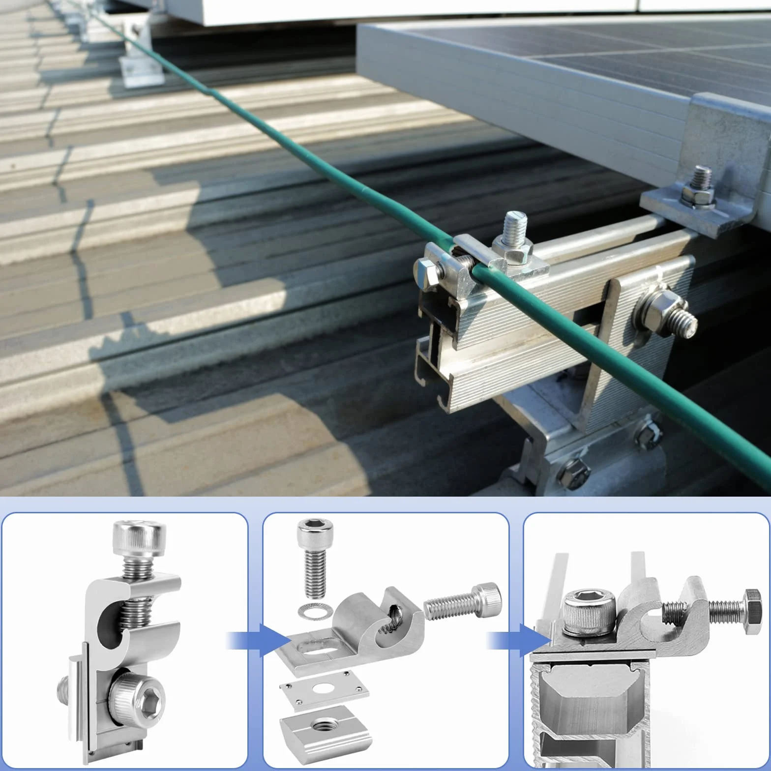 8 Pz Staffa per pannello solare, Standard Pannello Solare Clip, Staffa di Montaggio Modulo Solare, Supporto Fotovoltaico per Sistema di Montaggio solare