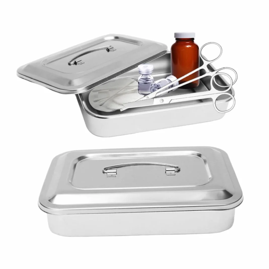 Vassoio in Acciaio Inossidabile, Organizzatore Metallico Dentale Medio con Manico