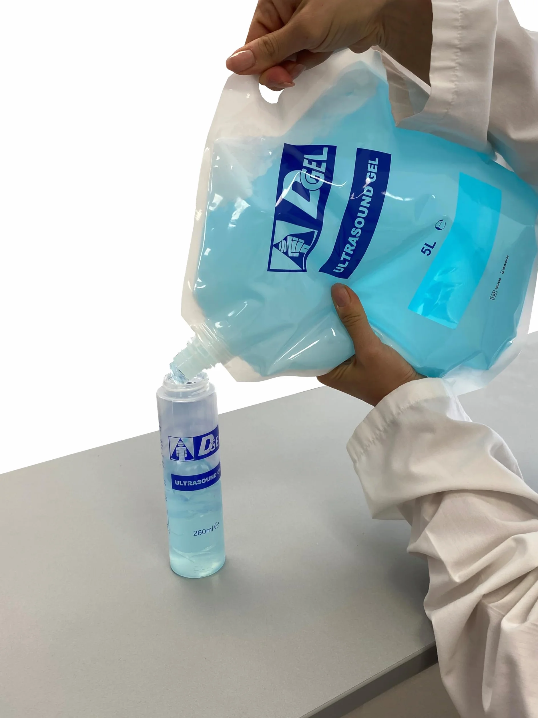 DGel GEL 5 Litri Trasparente ULTRASUONI CONDUTTORE ECOGRAFIA - Sacca morbida COMPLETO SVUOTAMENTO SENZA RESIDUO - Made in Italy