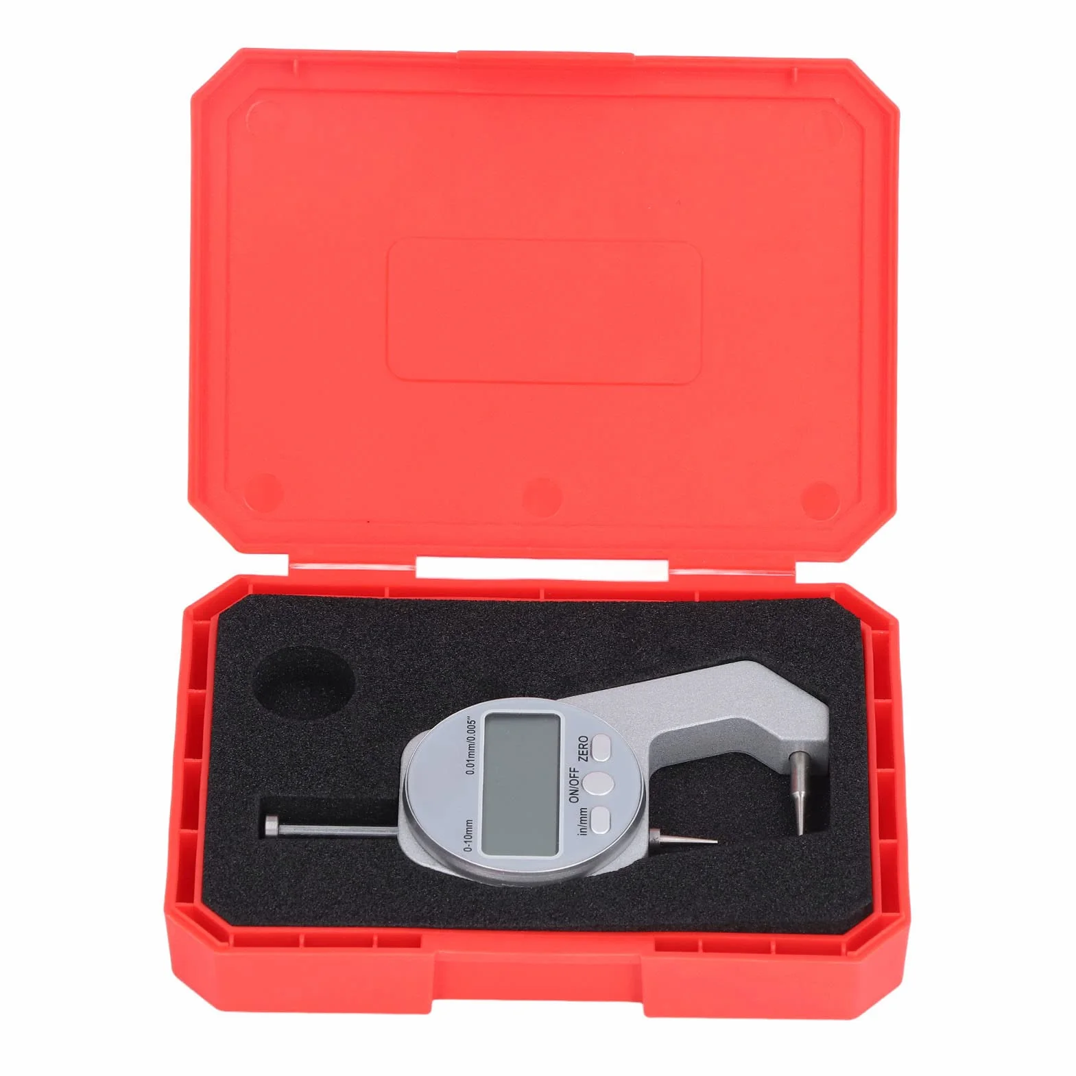 Spessimetro Gamma 0-10MM Schermo LCD Digitale Punta Curva Strumento Misurazione Spessore Materiali Morbidi