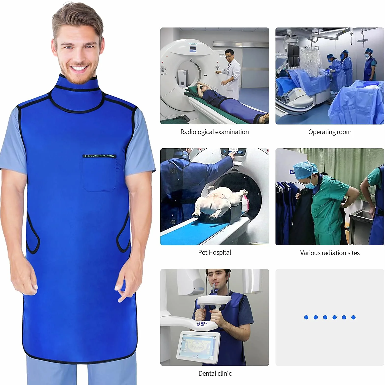 Piombo Grembiule Protezione Raggi X 0.5mm Pb con Tiroide Scudo Collare Dentale