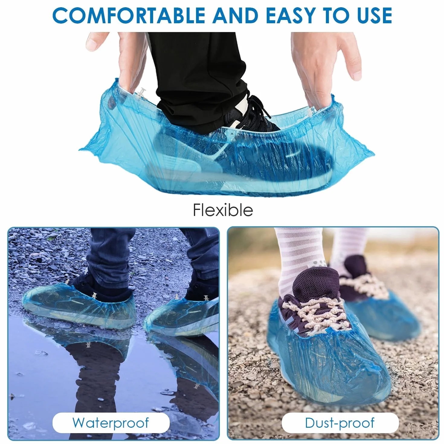 Copriscarpe Monouso in Plastica Blu Impermeabili 100 Pezzi Compatibili con Distributore Automatico