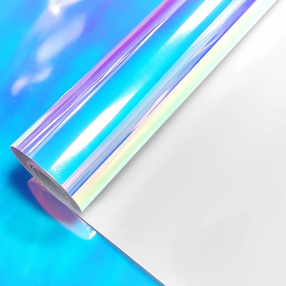 Rotolo di vinile olografico in PVC impermeabile in pelle sintetica iridescente laser arcobaleno per fai da te olografico blu, 30 x 135 cm XHT-299-L XHT