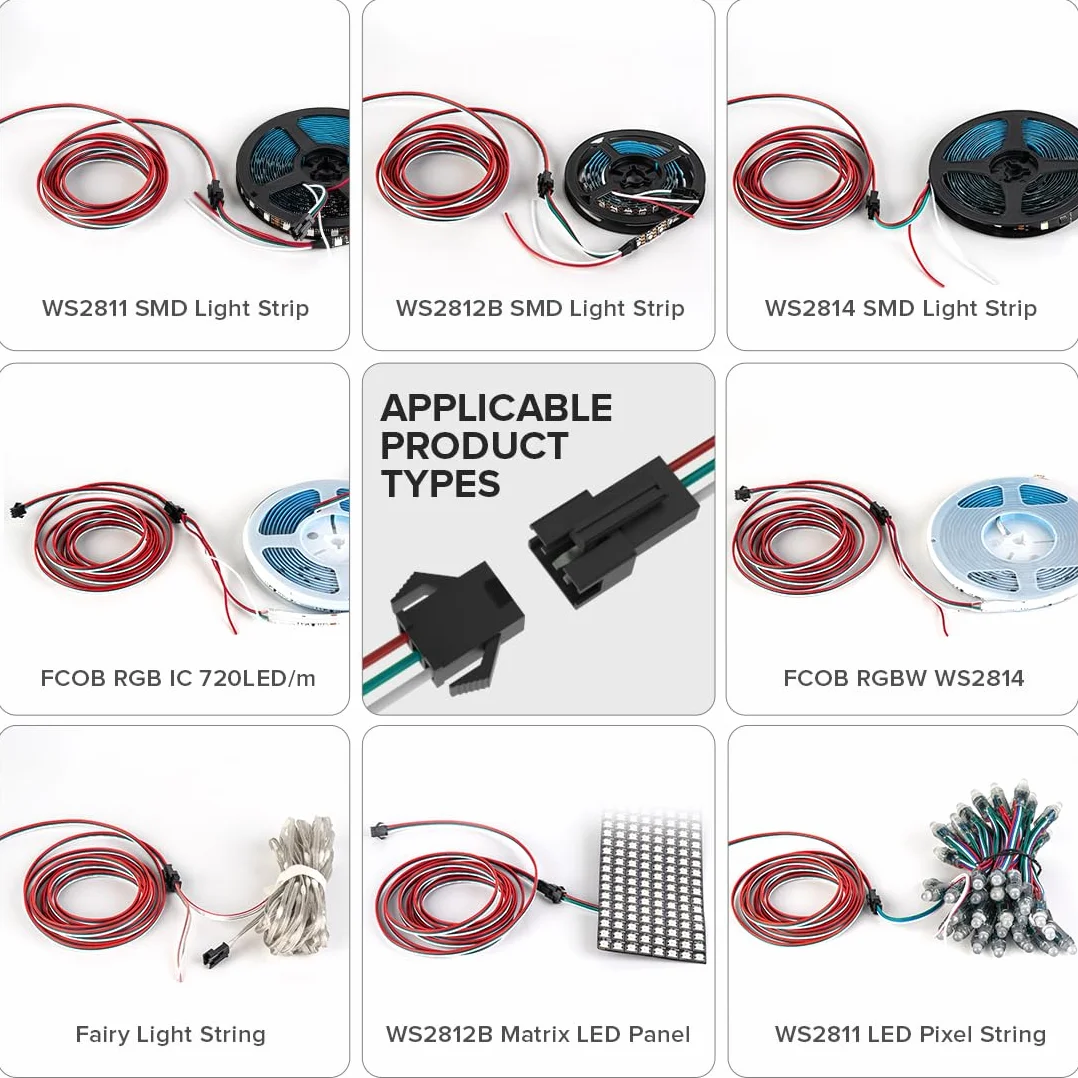 BTF-LIGHTING 3 Pin 20AWG JST SM LED Connettore 5pcs Maschio Femmina Cavo 2m per WS2812B WS2811 Striscia LED