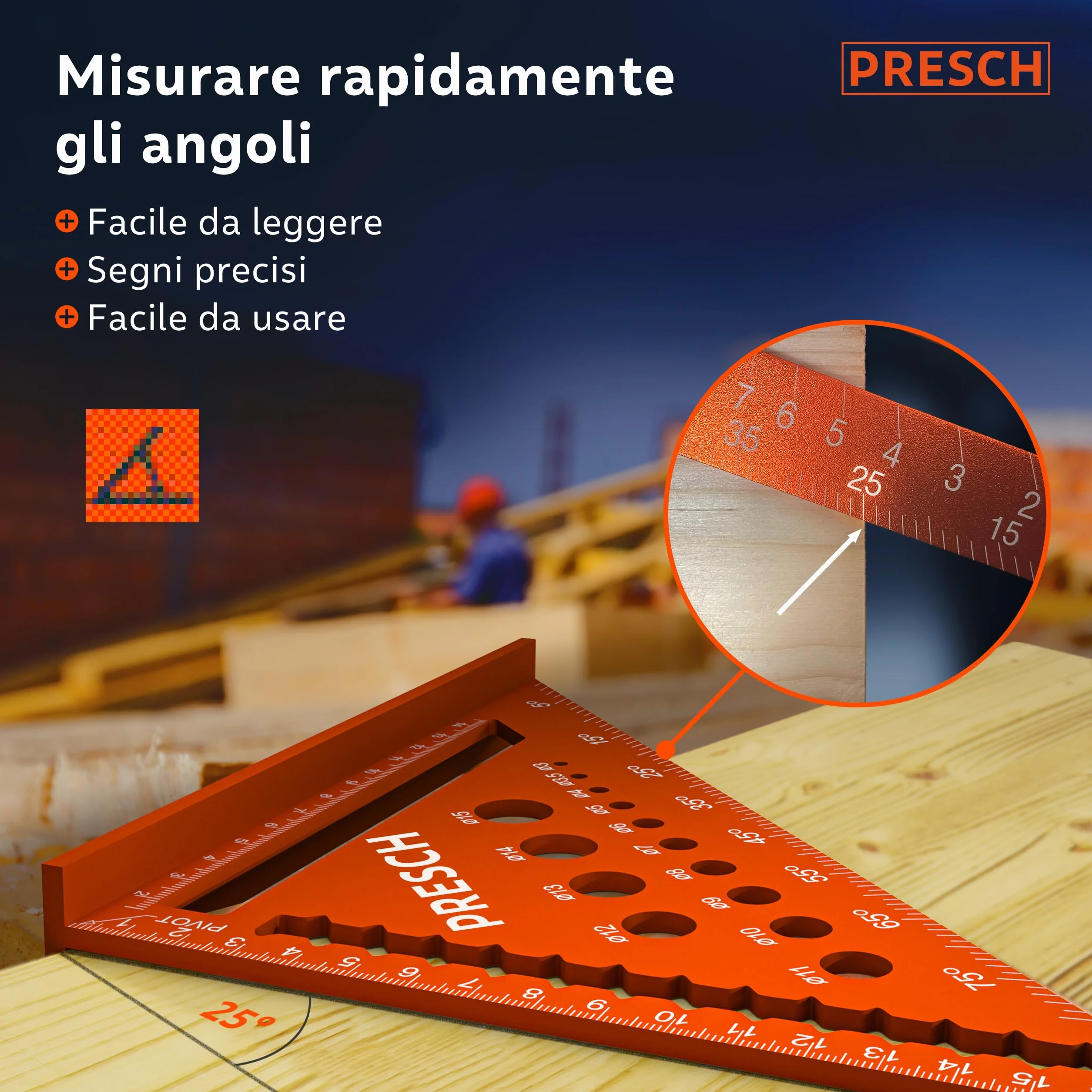 Presch Squadra da falegname Set 180mm 300mm Alluminio fresato ad alta precisione